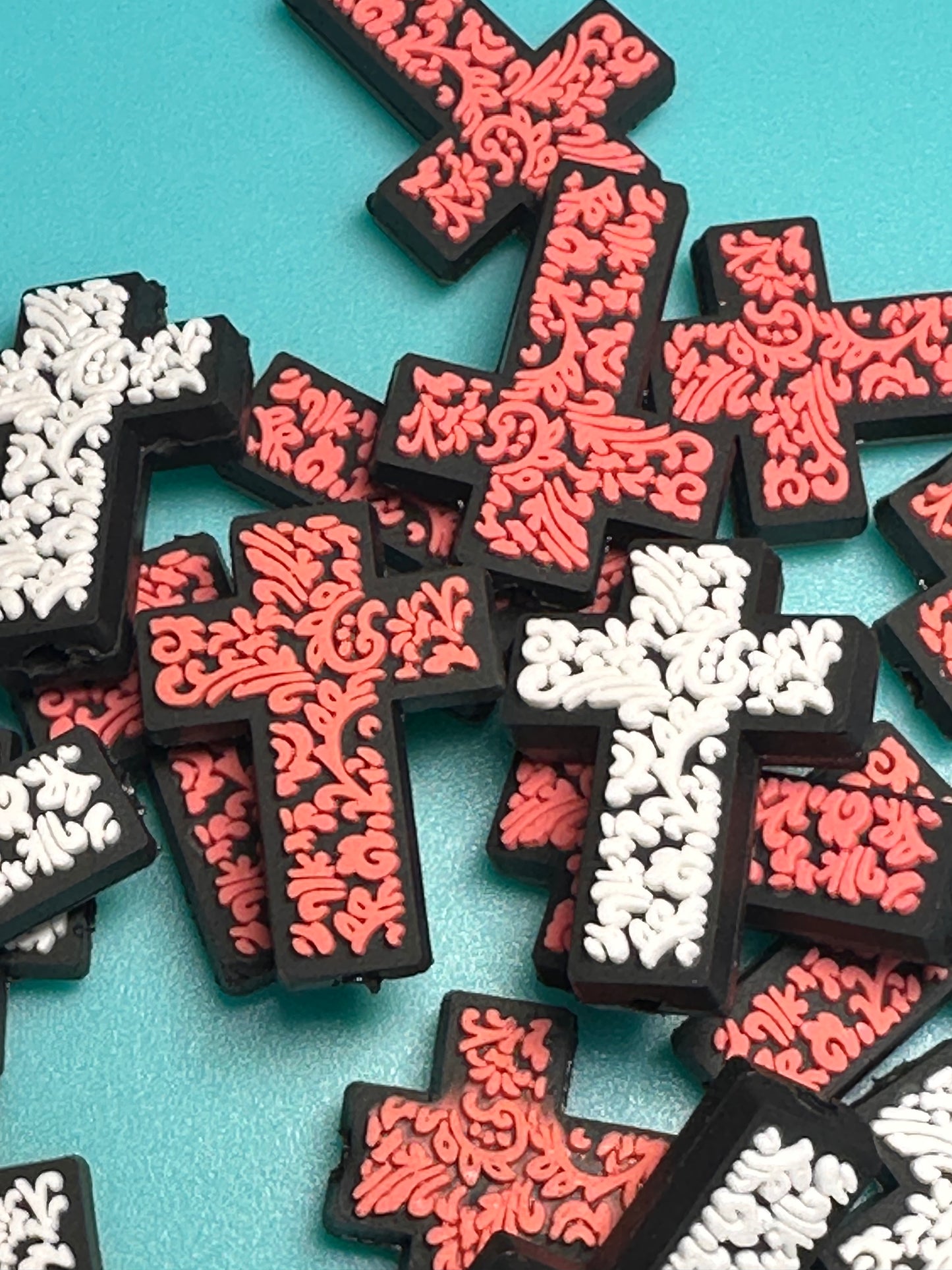 Cross silicone focal bead/ pen beading/ keychain bead/ western style cross/ religious