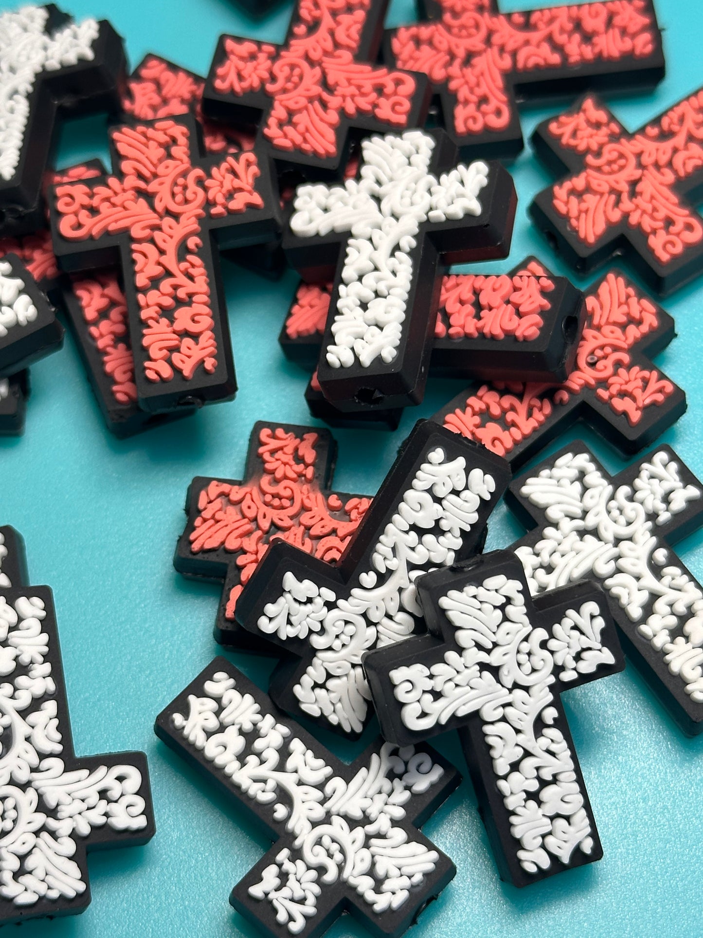 Cross silicone focal bead/ pen beading/ keychain bead/ western style cross/ religious