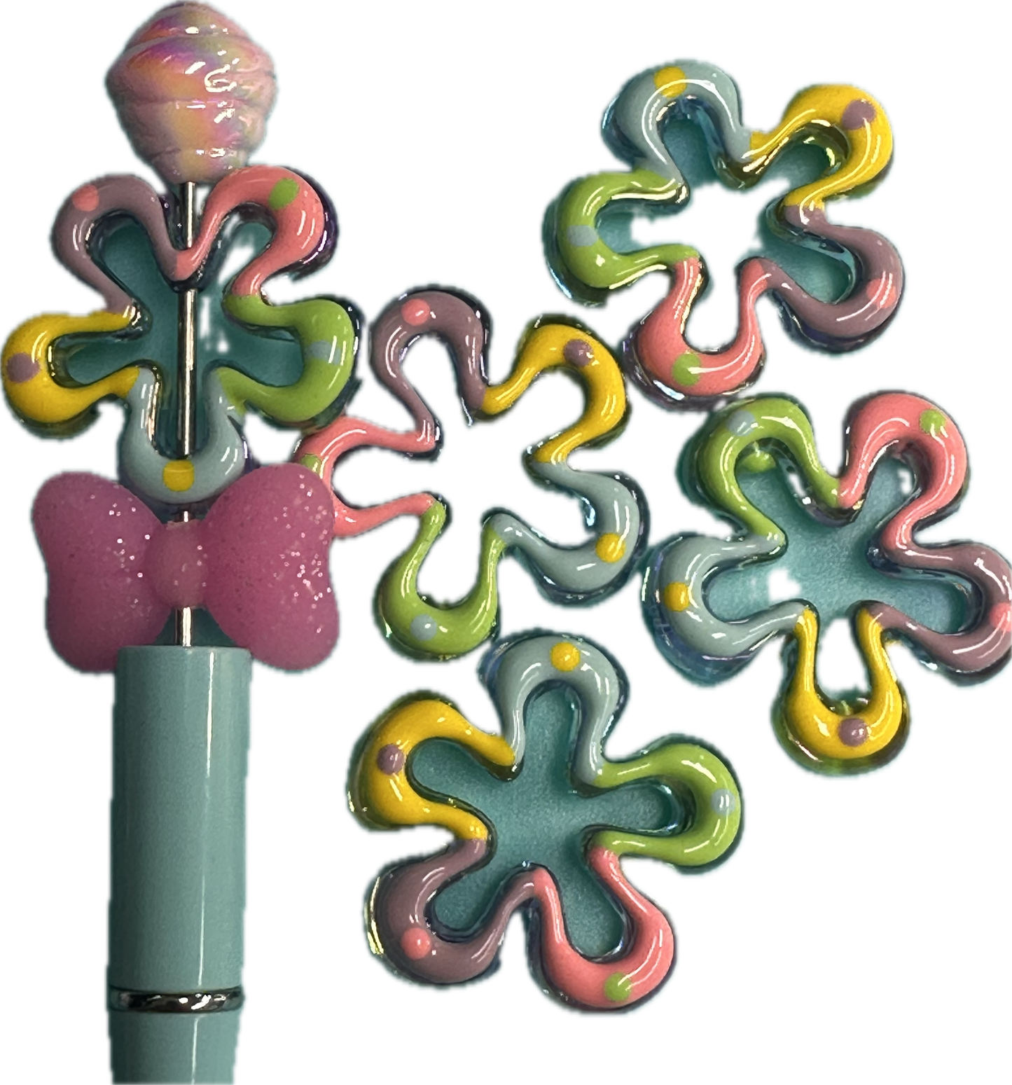 Ten (10) acrylic assorted color sea shell shaped beads included/ sea shell keychain bead/UV bead/16mm
