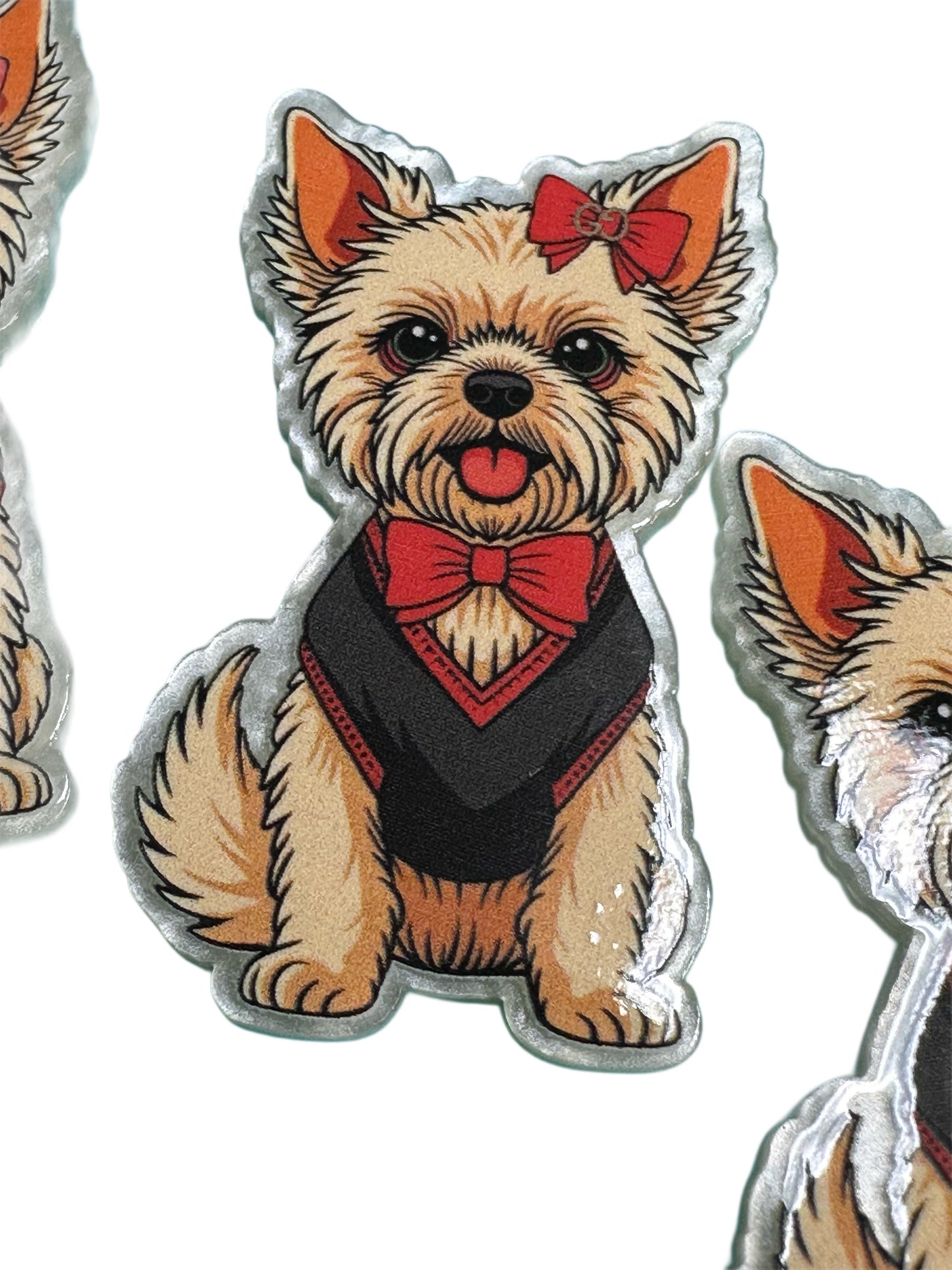 Sweet Puppy Badge Reel Planar/ acrylic pieces/ badge reel / Terrier badge reel DIY/ dog/ dog with bow