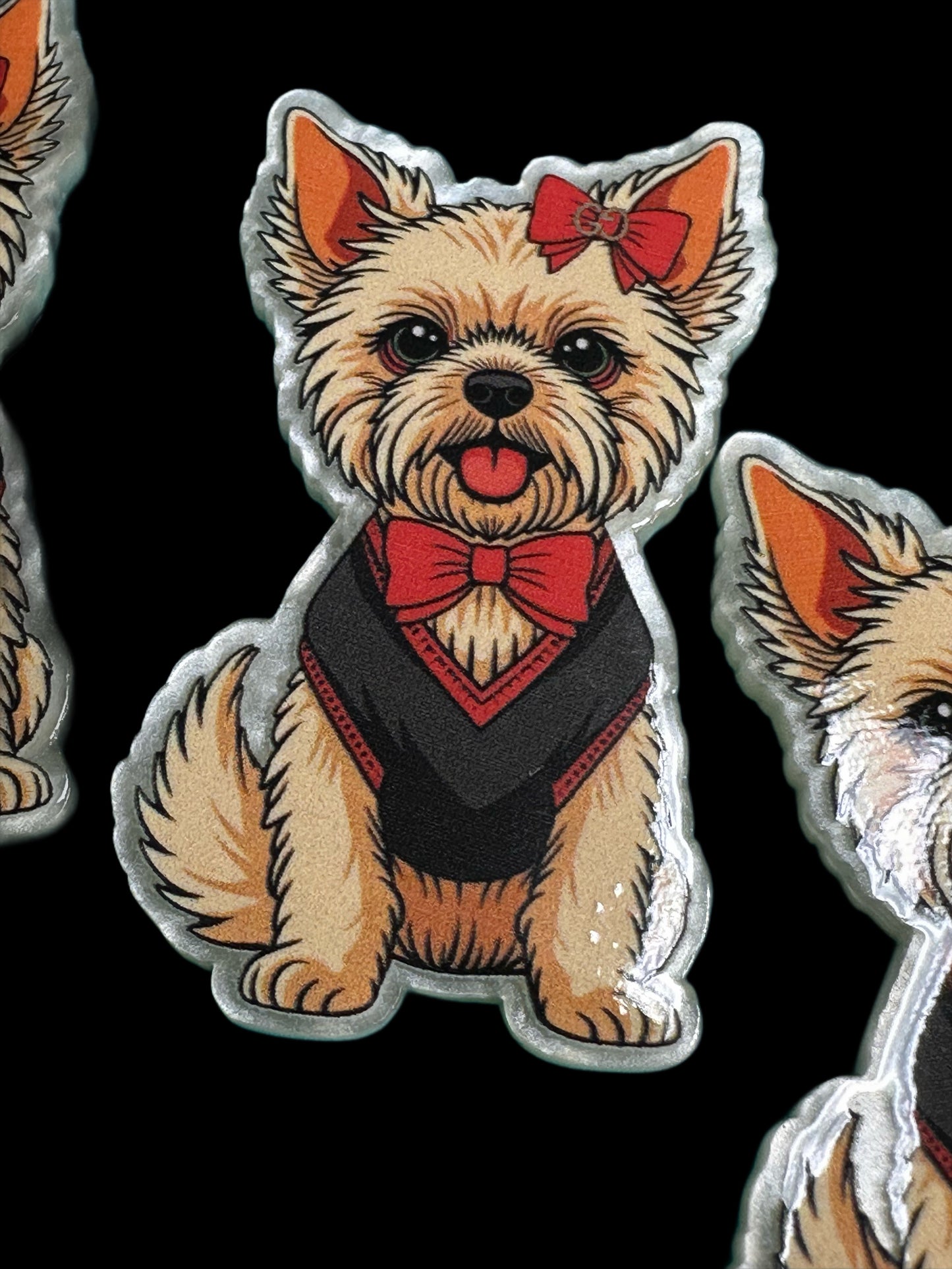 Sweet Puppy Badge Reel Planar/ acrylic pieces/ badge reel / Terrier badge reel DIY/ dog/ dog with bow