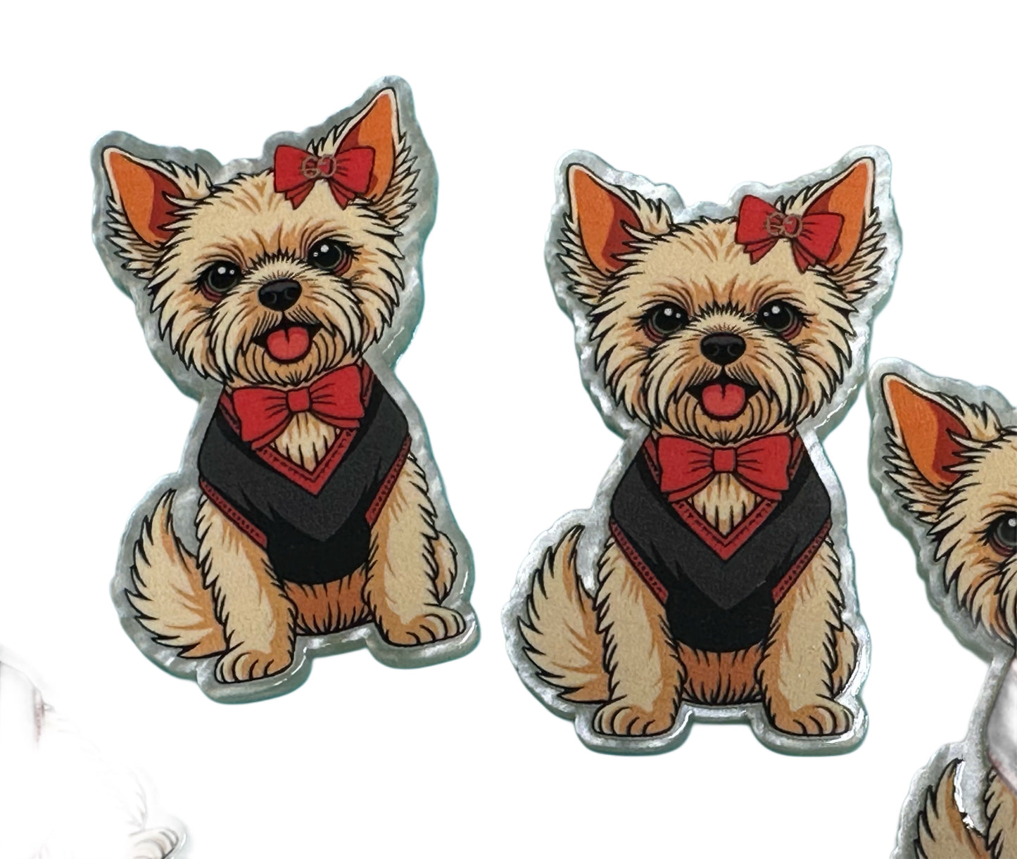 Sweet Puppy Badge Reel Planar/ acrylic pieces/ badge reel / Terrier badge reel DIY/ dog/ dog with bow