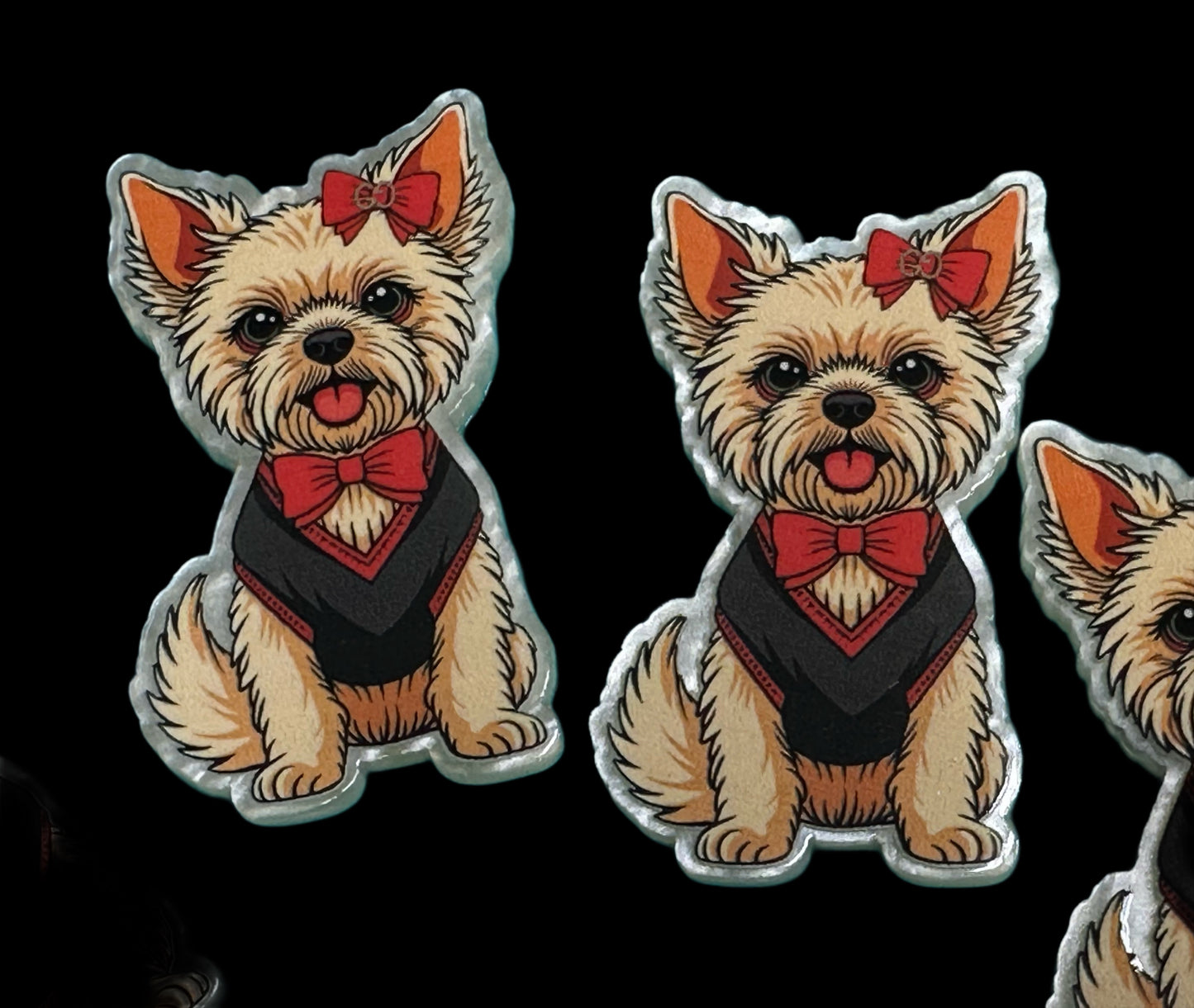 Sweet Puppy Badge Reel Planar/ acrylic pieces/ badge reel / Terrier badge reel DIY/ dog/ dog with bow