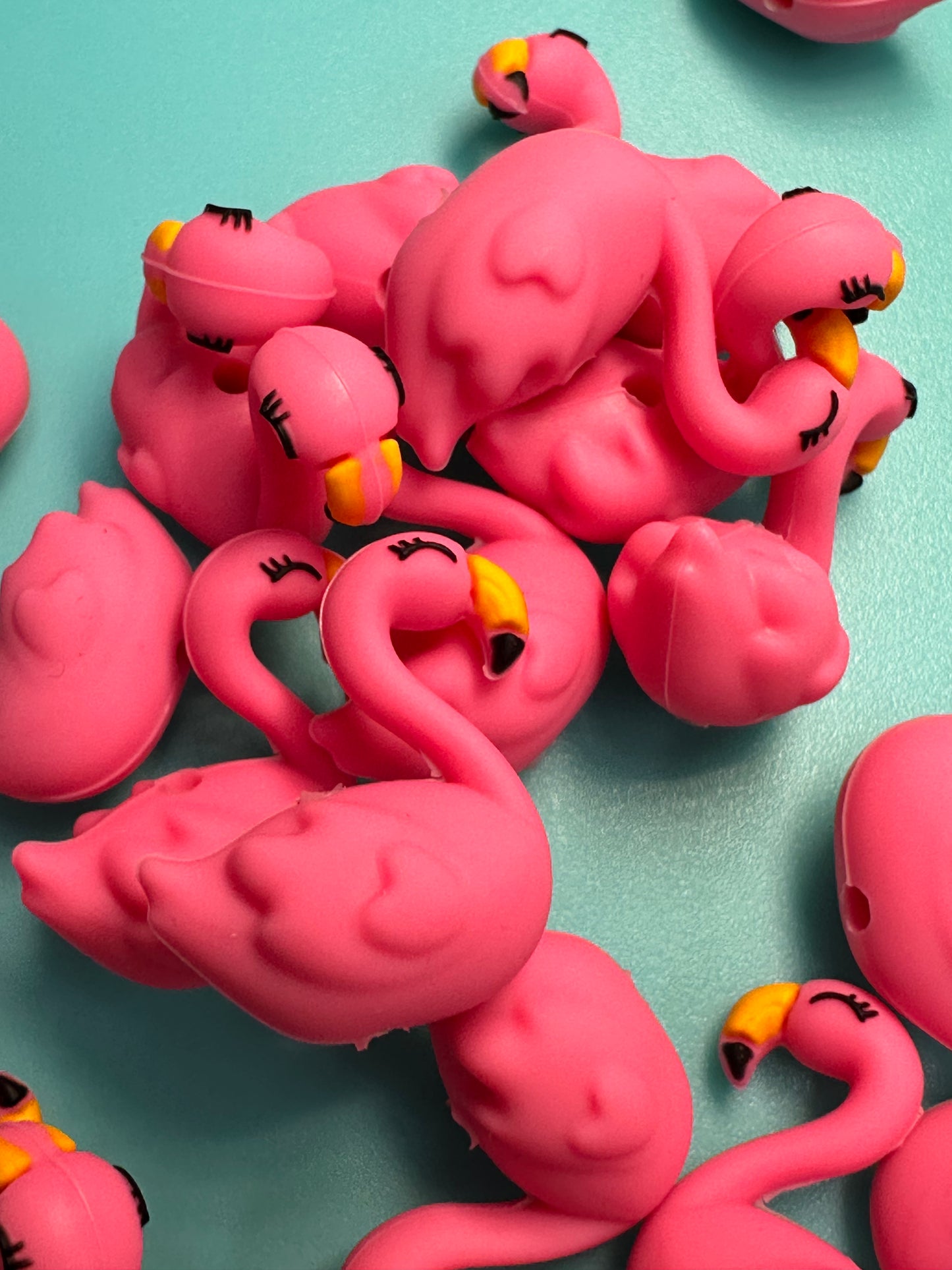 3D pink flamingo silicone focal bead/ cuddle bear
