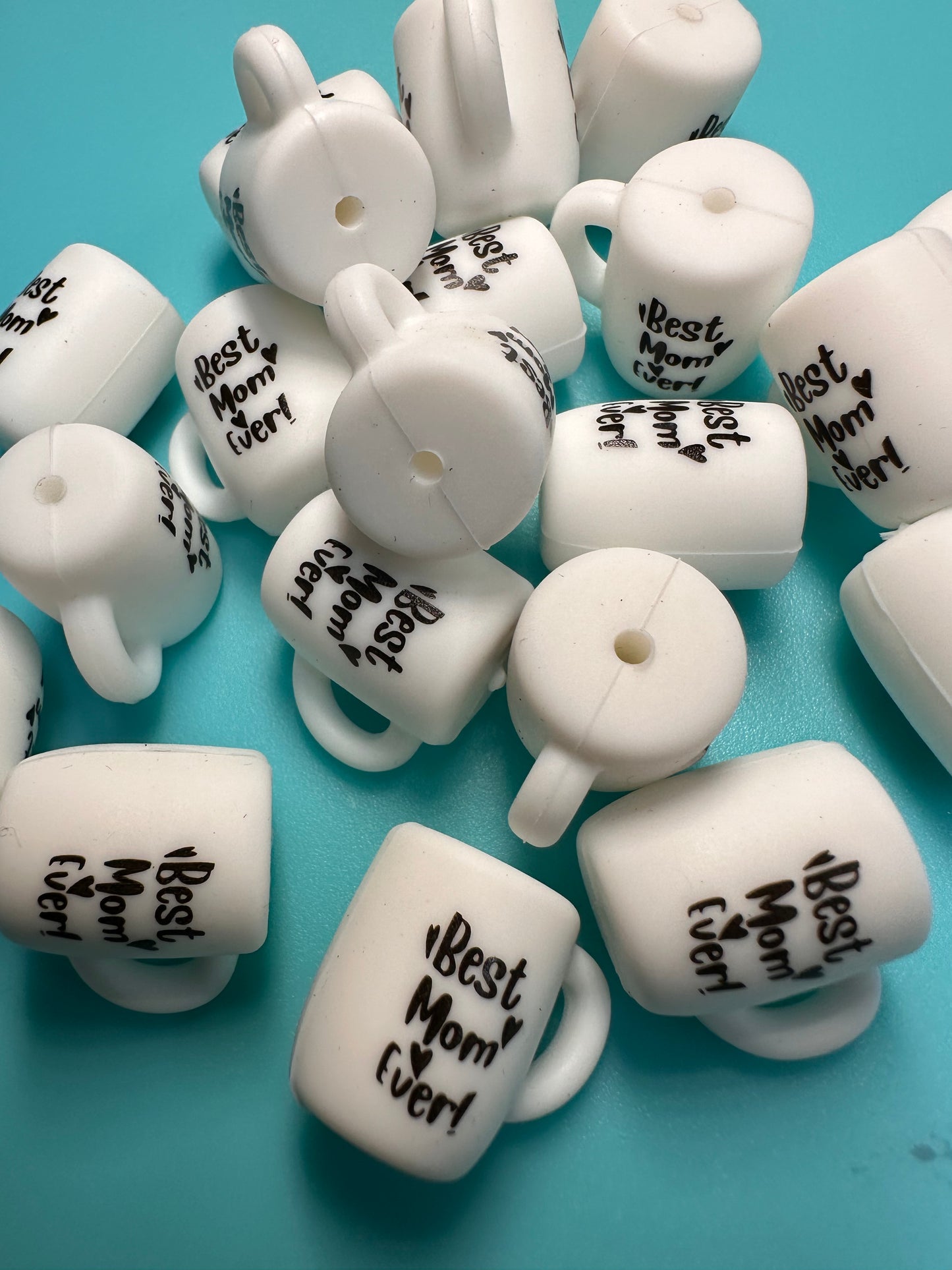 3D coffee mug Focal Bead/ beadable pen/ Silicone bead/ coffee cup/ keychain bead / best mom ever