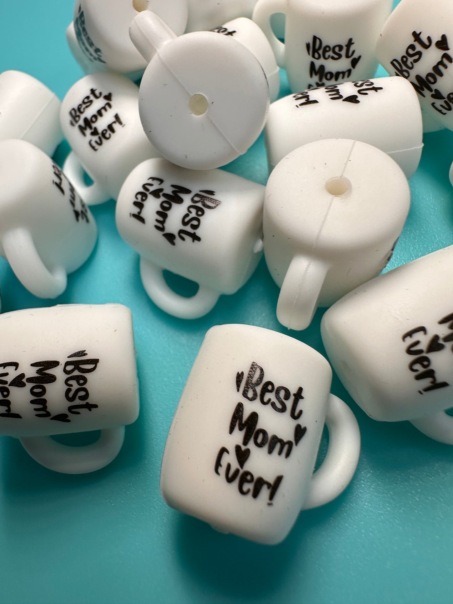 3D coffee mug Focal Bead/ beadable pen/ Silicone bead/ coffee cup/ keychain bead / best mom ever