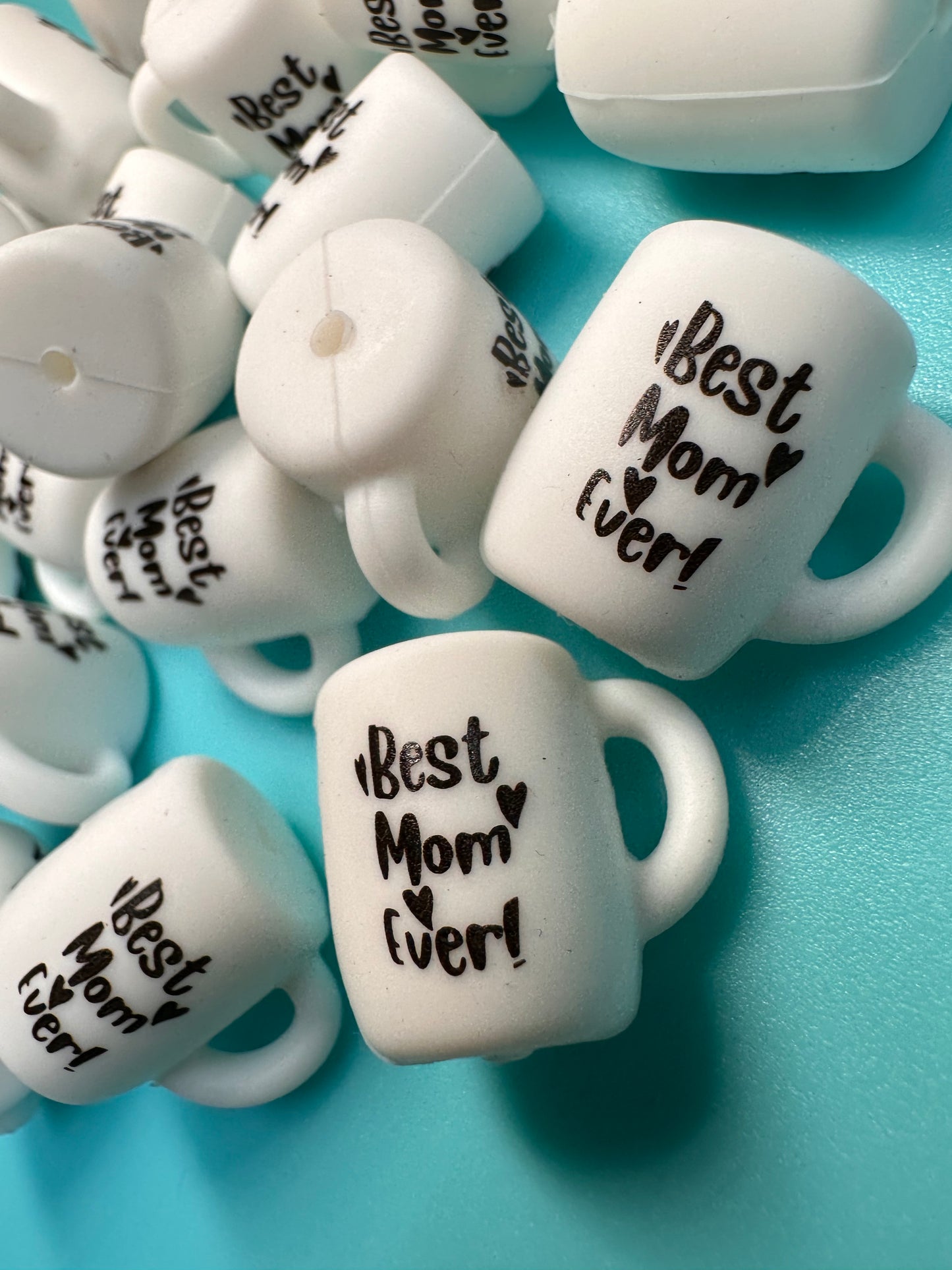 3D coffee mug Focal Bead/ beadable pen/ Silicone bead/ coffee cup/ keychain bead / best mom ever