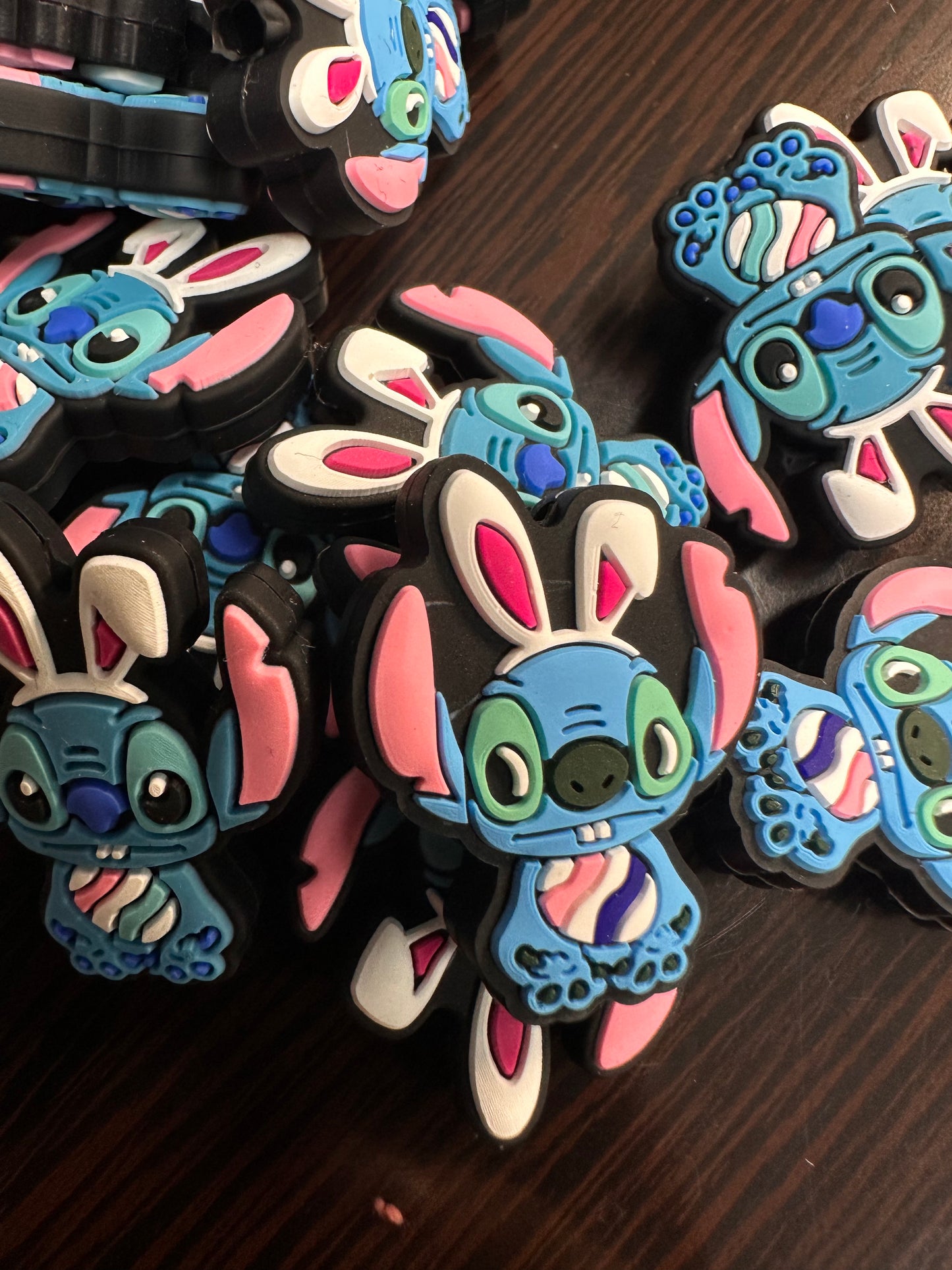 Blue guy Focal Bead/ Easter Stit / Easter bunny ears and egg/ pen beading/DIY/Keychain DIY