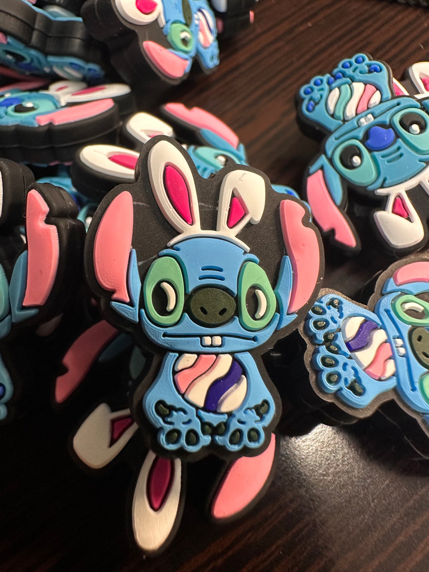 Blue guy Focal Bead/ Easter Stit / Easter bunny ears and egg/ pen beading/DIY/Keychain DIY