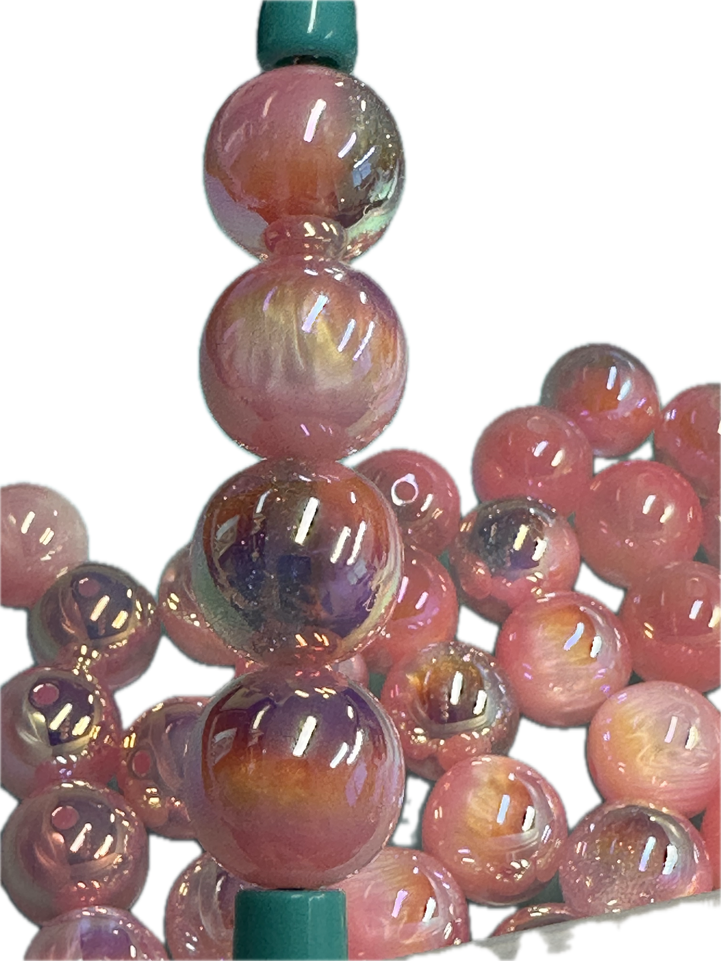 Ten (10) pink clear and solid mixed beads with glitter sparkle inside/ sparkle beads/ 16mm/pen beading beads/ bling beads/ keychain beads/ DIY