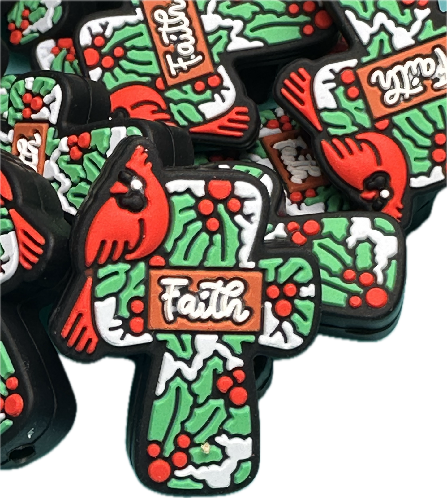 Remembrance/ red bird/ cardinal/ Focal Bead/ beadable pen/ Silicone bead/ keychain bead/Cross/ Faith/ Religious/ God