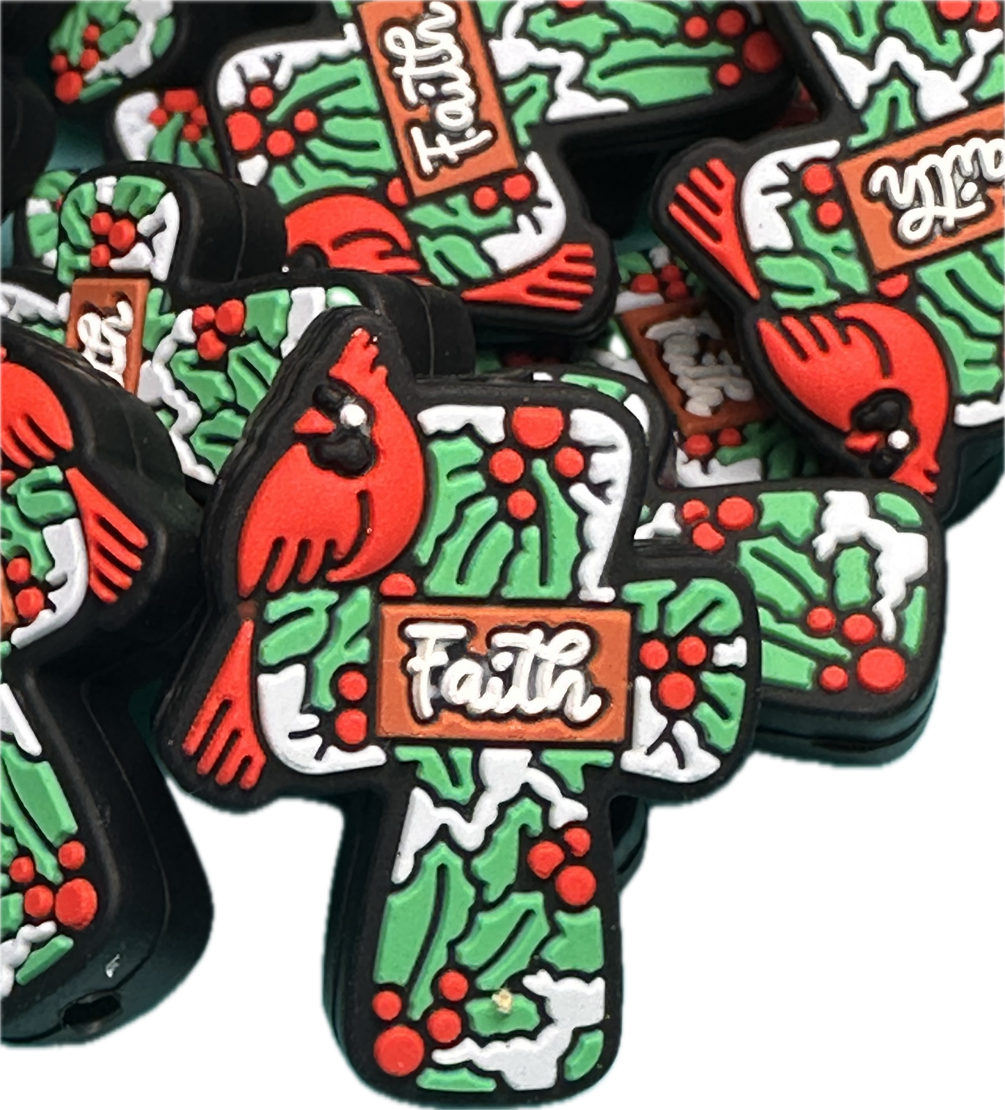 Remembrance/ red bird/ cardinal/ Focal Bead/ beadable pen/ Silicone bead/ keychain bead/Cross/ Faith/ Religious/ God