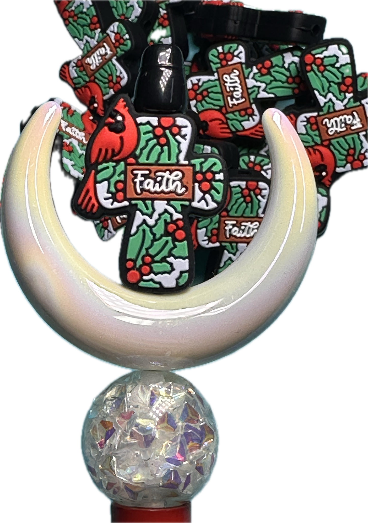 Remembrance/ red bird/ cardinal/ Focal Bead/ beadable pen/ Silicone bead/ keychain bead/Cross/ Faith/ Religious/ God
