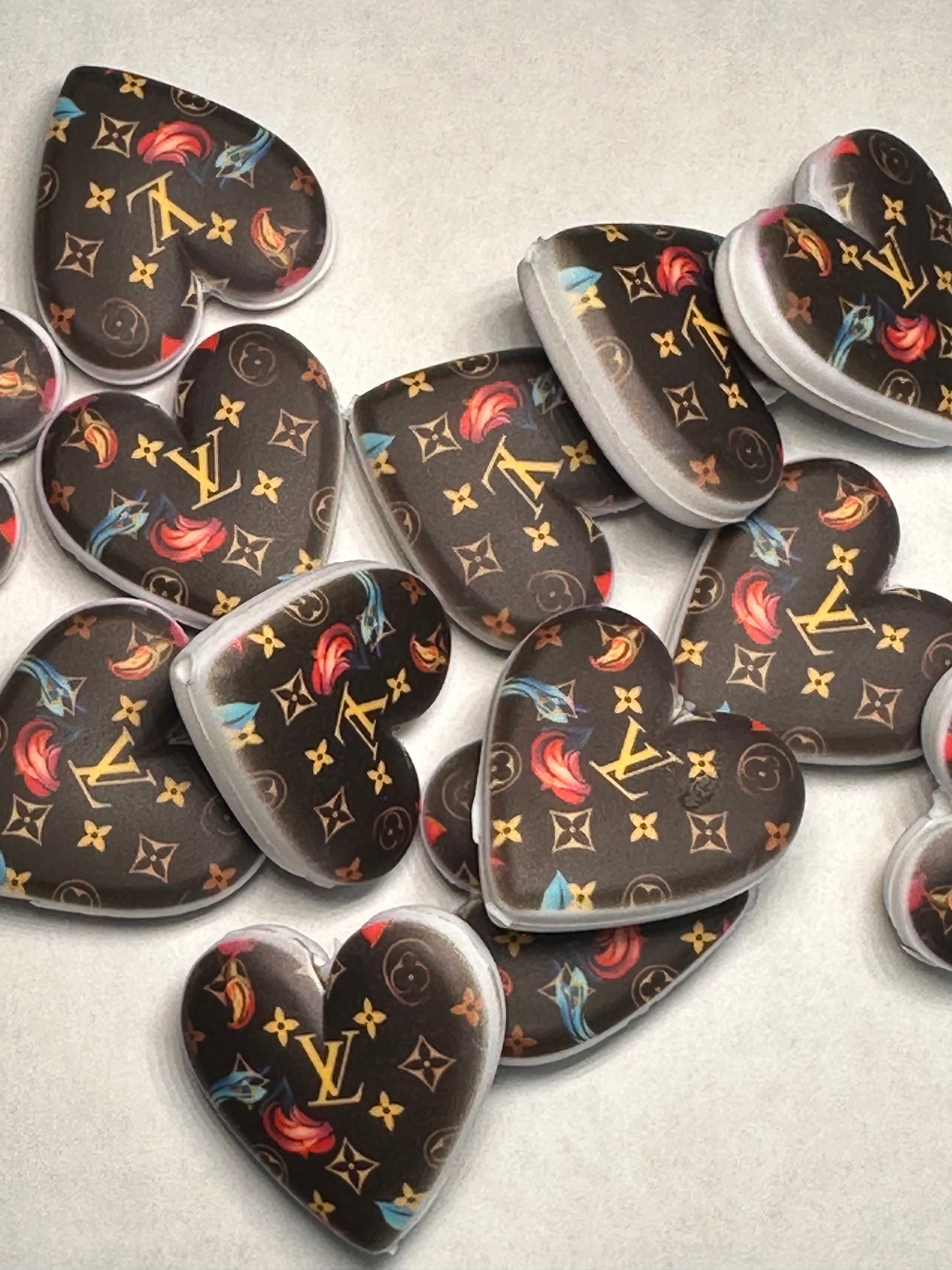 Heart shaped silicone focal bead with designs/ pen beading/ keychain bead/ DIY/ fancy bead #9
