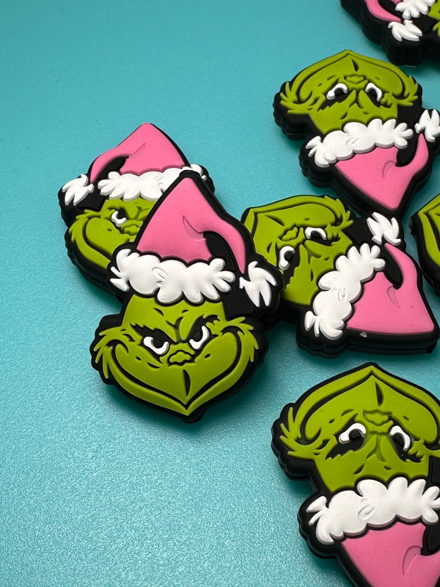 Christmas/ Focal Bead/ beadable pen/ Silicone bead/ keychain bead/green guy/pink hat
