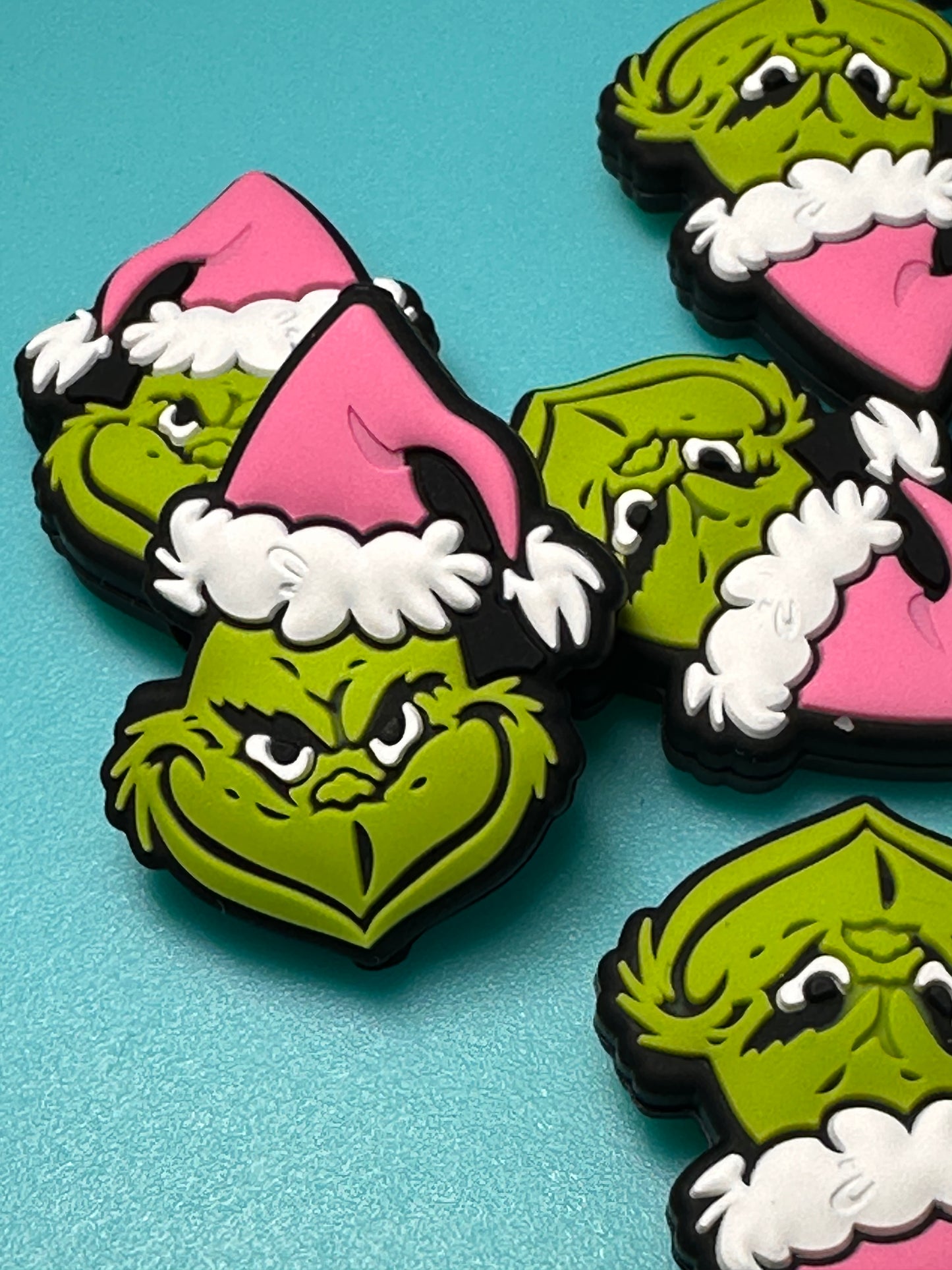 Christmas/ Focal Bead/ beadable pen/ Silicone bead/ keychain bead/green guy/pink hat