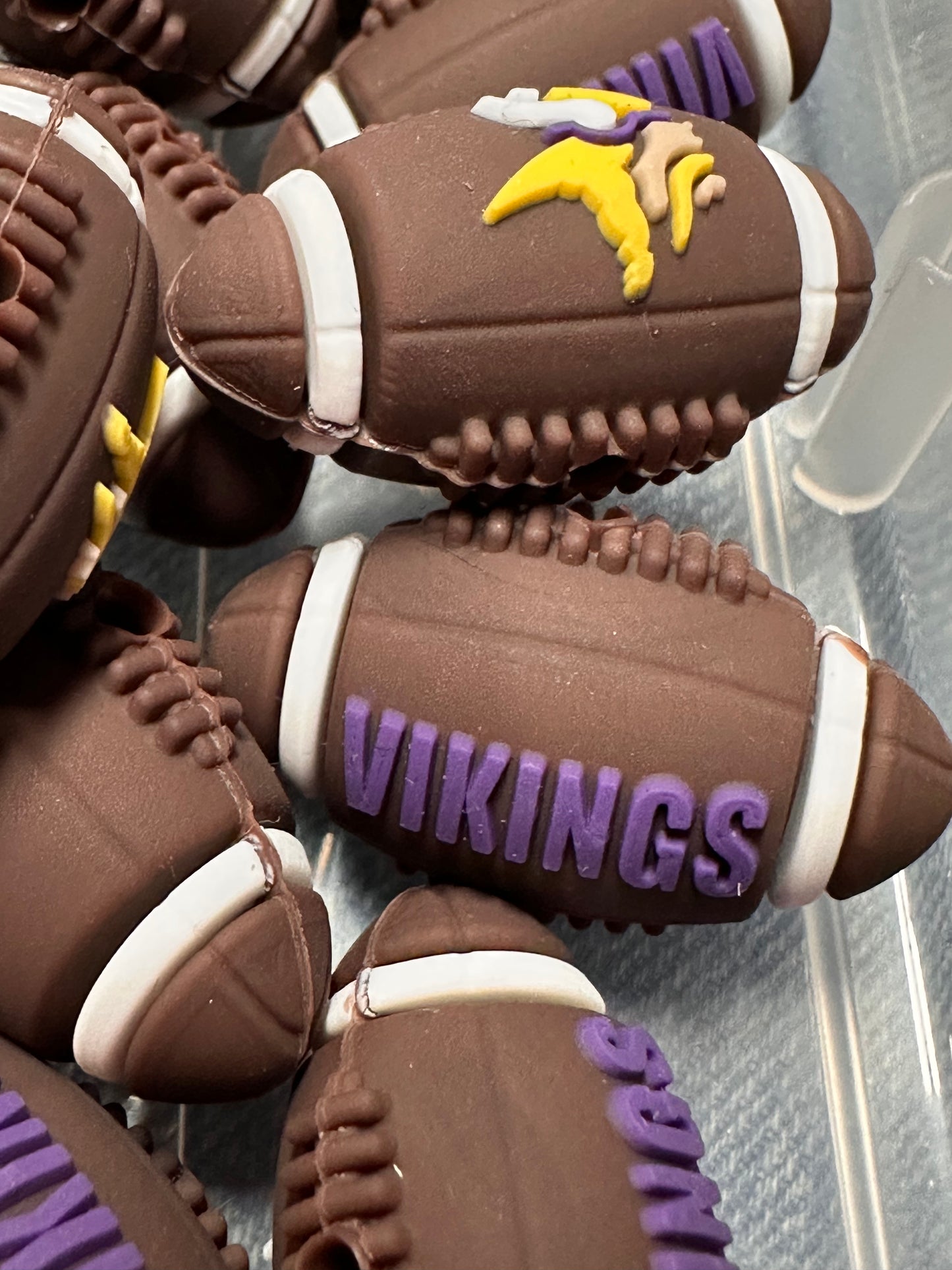 3D Minnesota Vikings focal bead design / brown football shaped