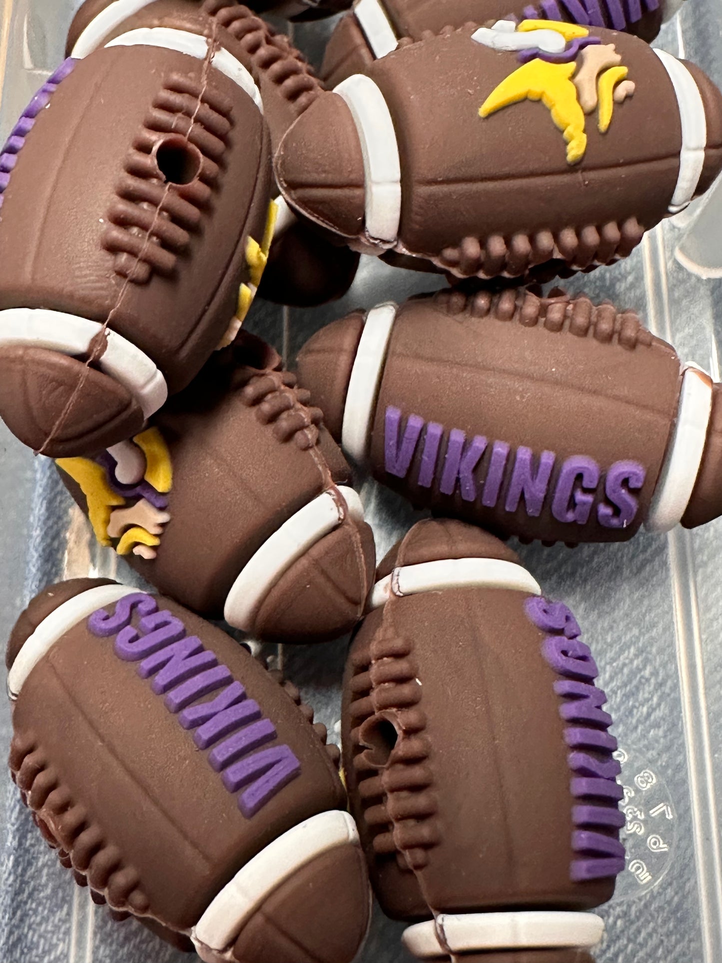 3D Minnesota Vikings focal bead design / brown football shaped