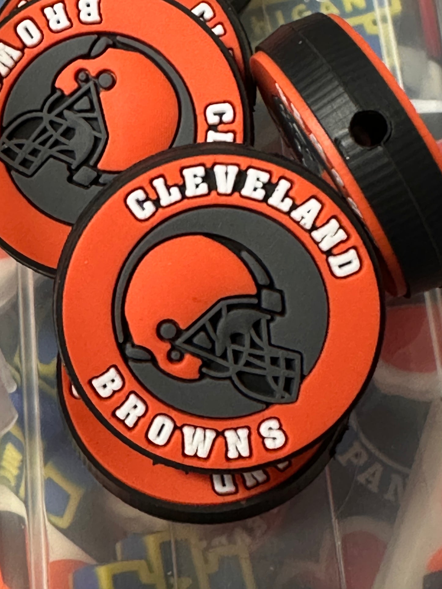 Football team Browns focal bead / football / round silicone bead/ style #1