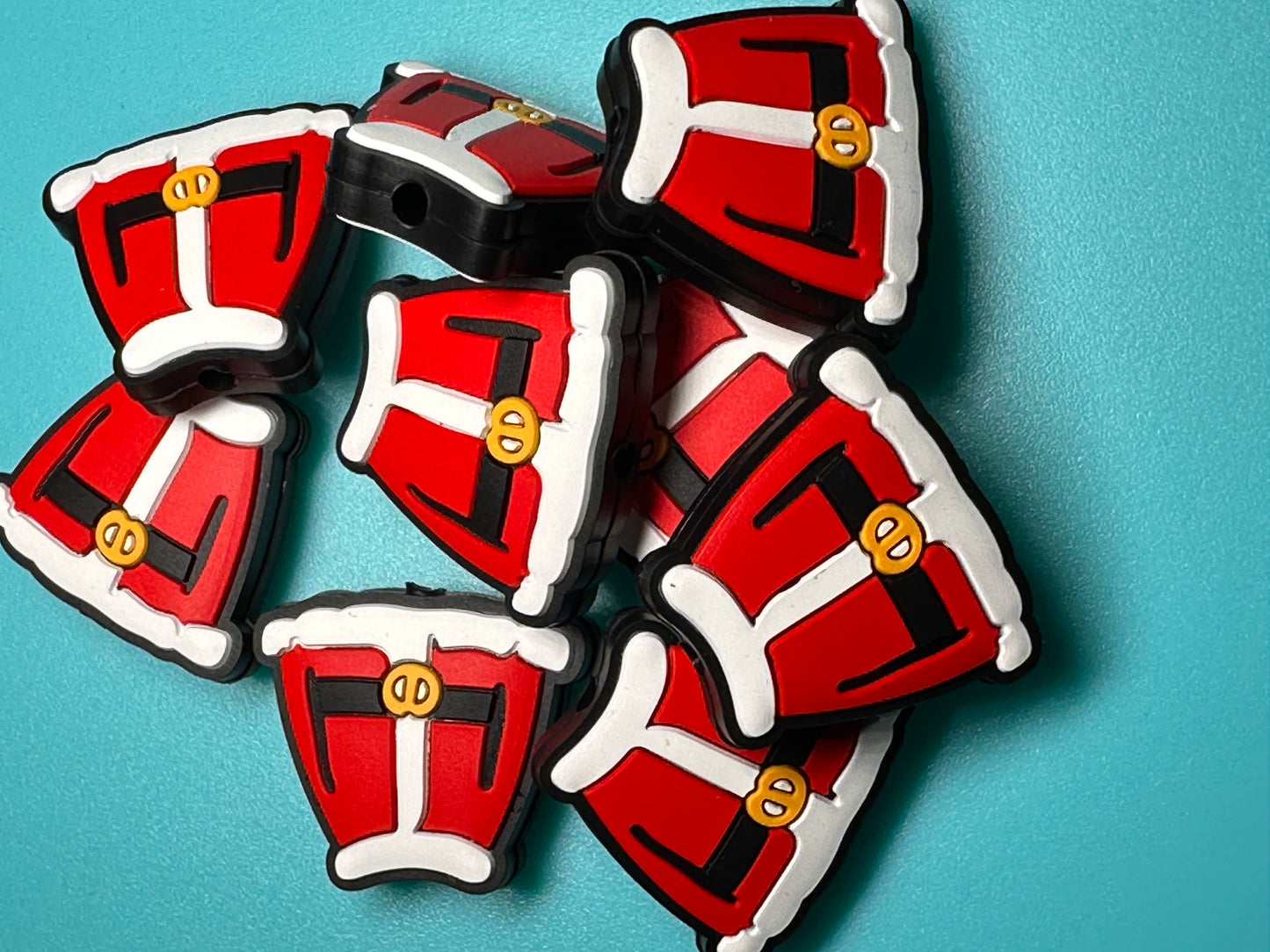 Christmas focal bead/ Silicone bead/ keychain bead/ Santa suit