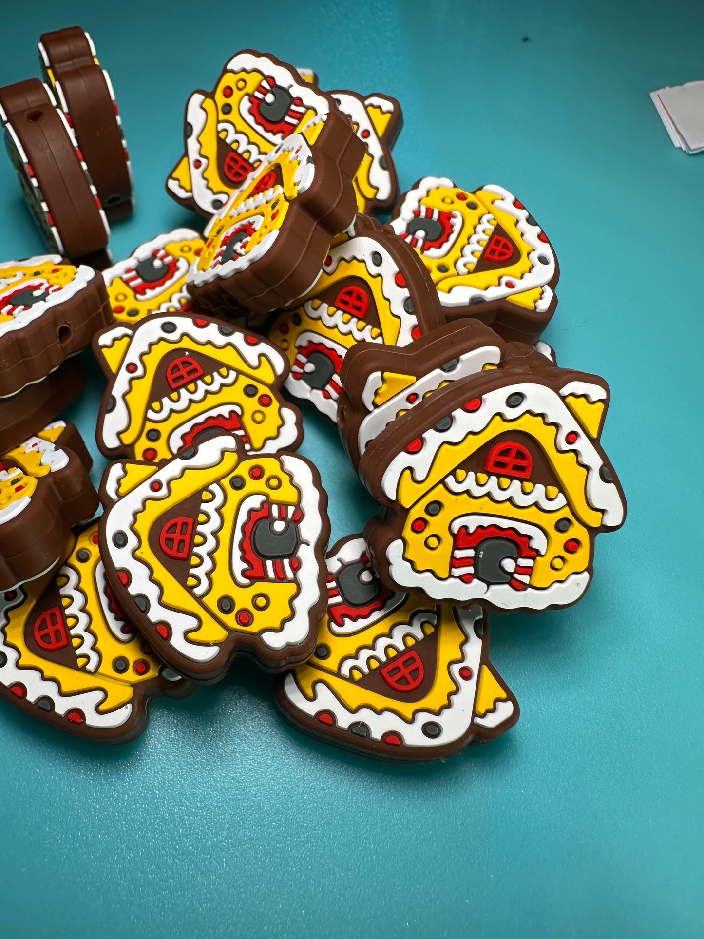 Christmas gingerbread house/silicone focal bead/ North Pole