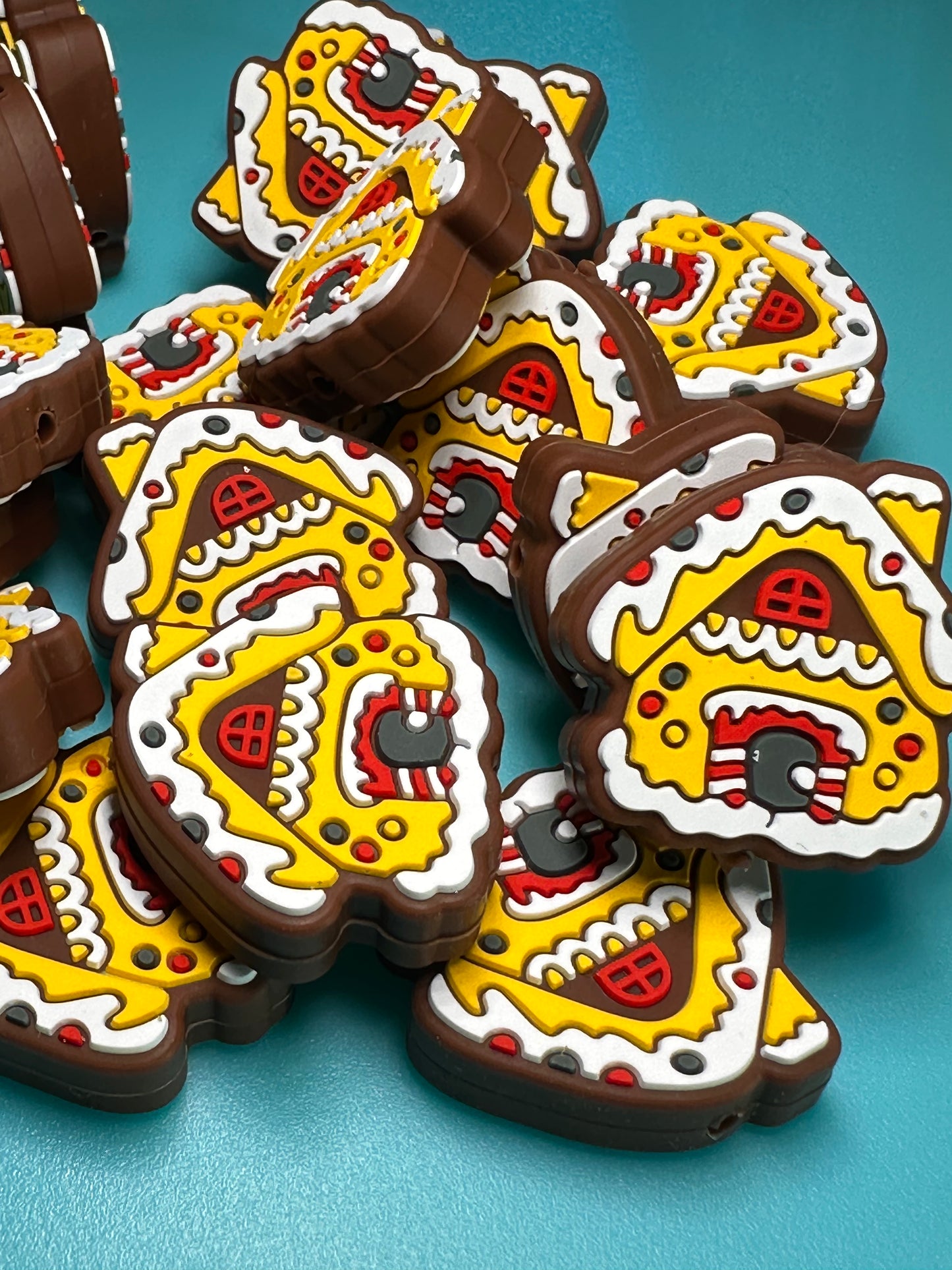 Christmas gingerbread house/silicone focal bead/ North Pole