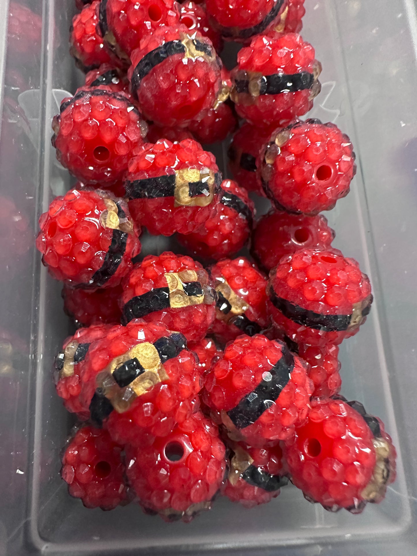 Five (5) Santa suit Christmas rhinestone beads included/fancy Bead/ beadable pen/ keychain bead/ pastel beads/assorted colors/16mm