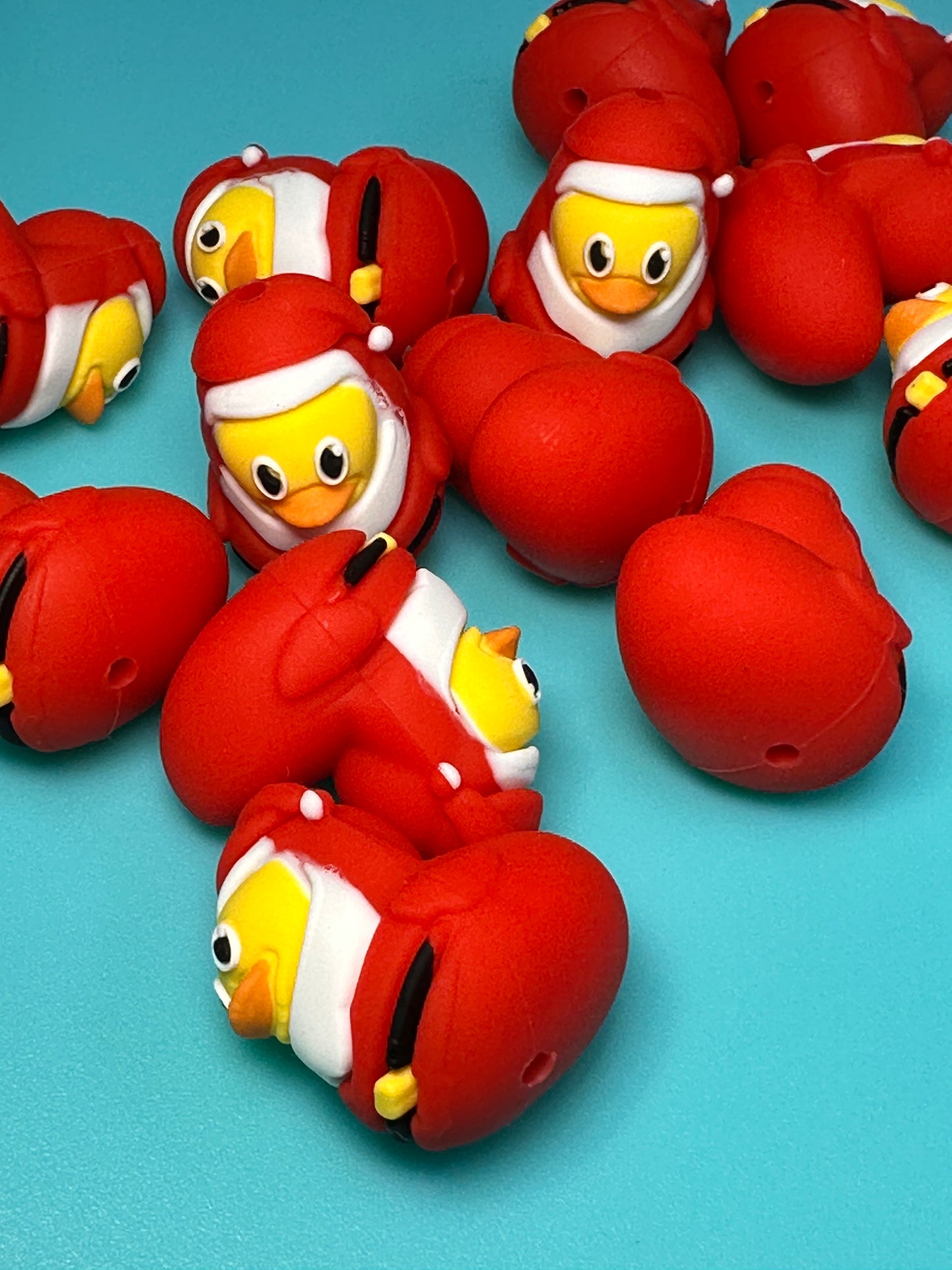 3D Christmas Santa suit duck/silicone focal bead/ Santa hat/ ducked/ducking