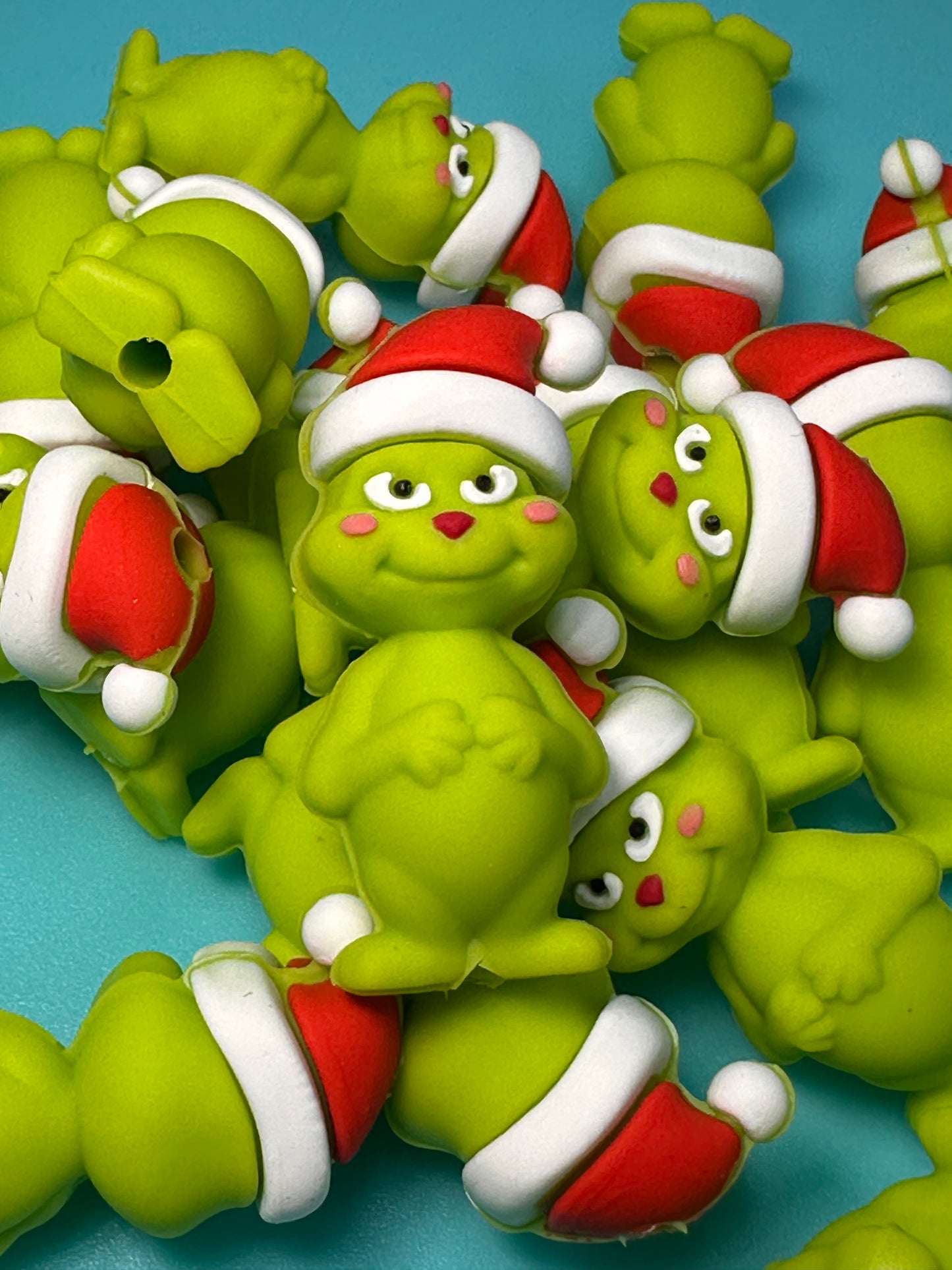 3D Christmas green guy/silicone focal bead/ Santa hat / green baby