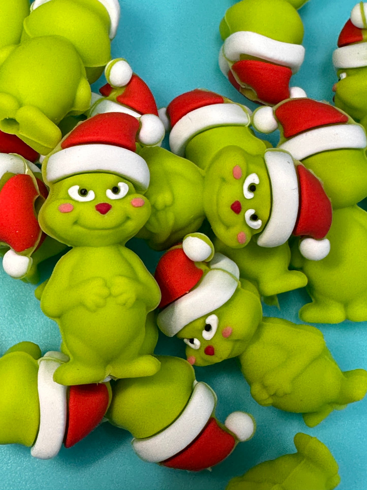 3D Christmas green guy/silicone focal bead/ Santa hat / green baby