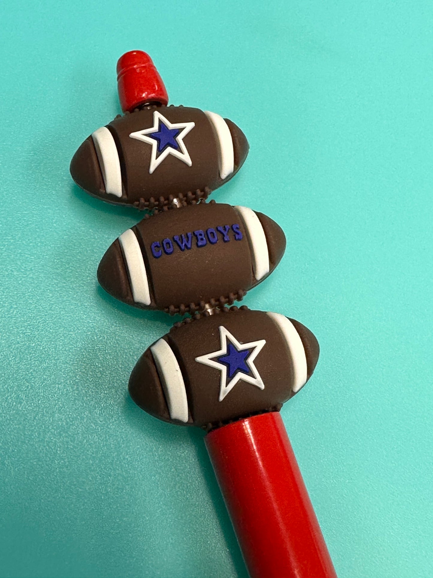 3D football shaped Dallas Cowboys focal bead