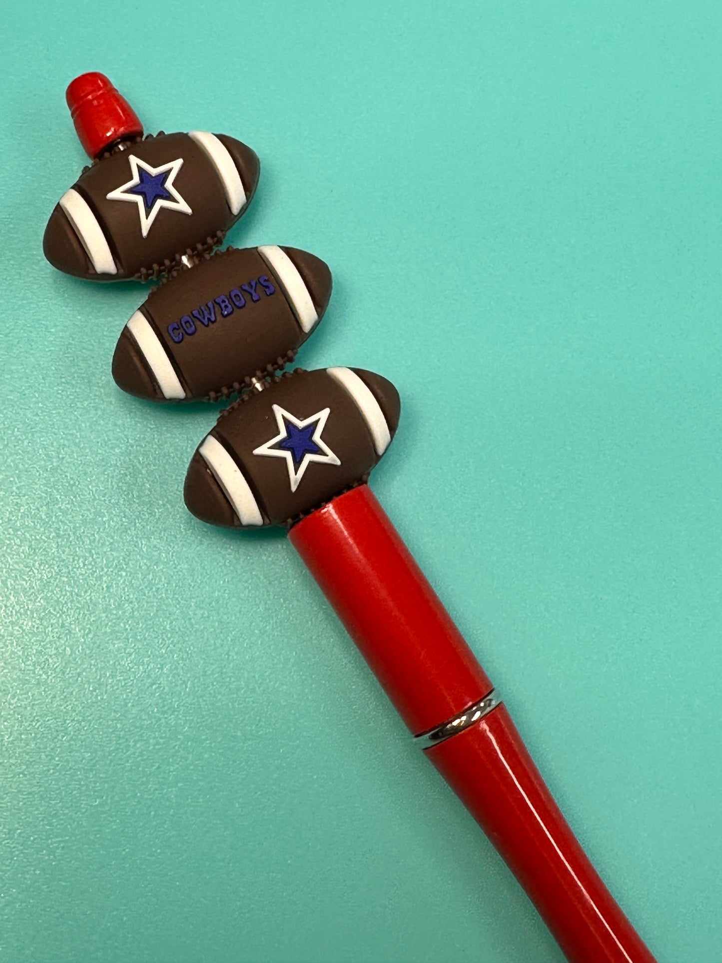 3D football shaped Dallas Cowboys focal bead