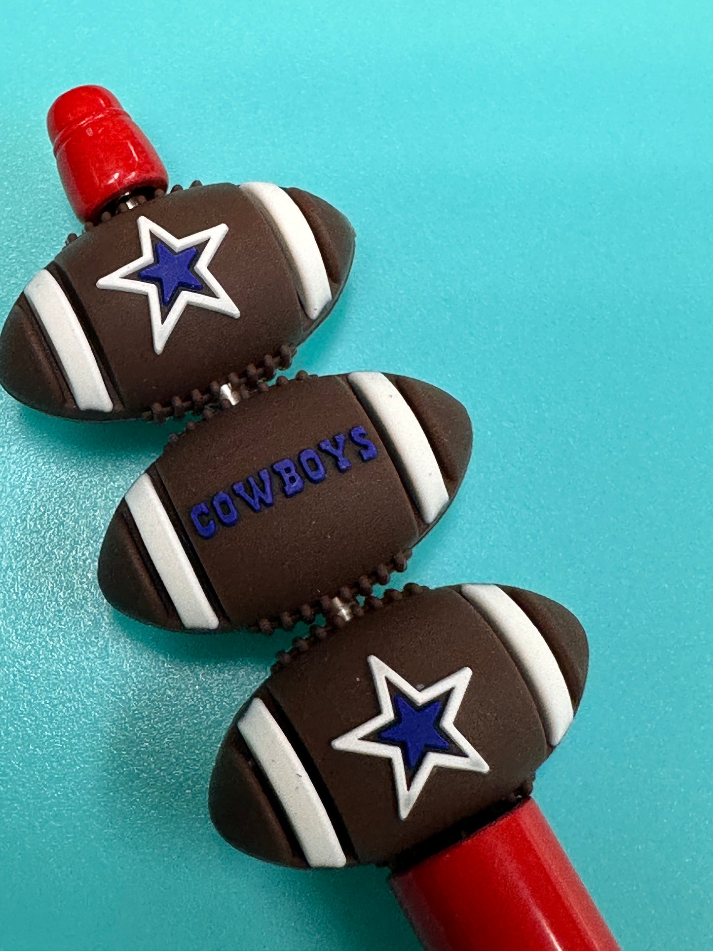 3D football shaped Dallas Cowboys focal bead
