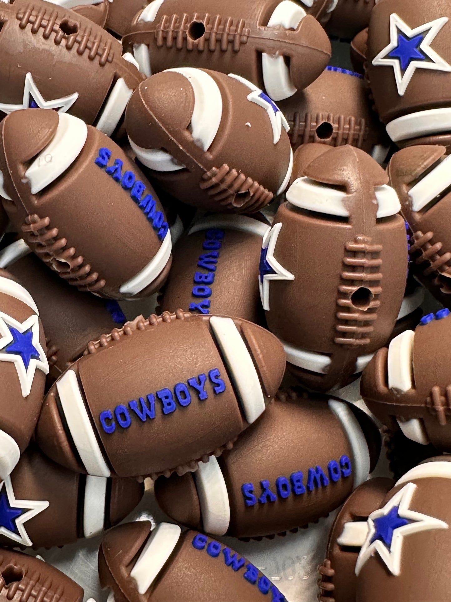 3D football shaped Dallas Cowboys focal bead