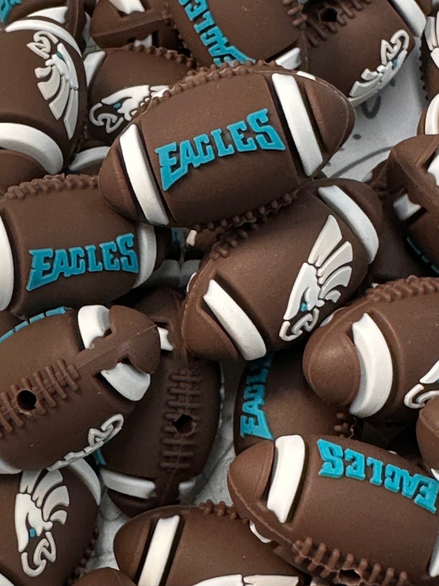 3D football shaped Philadelphia Eagles focal bead/ football