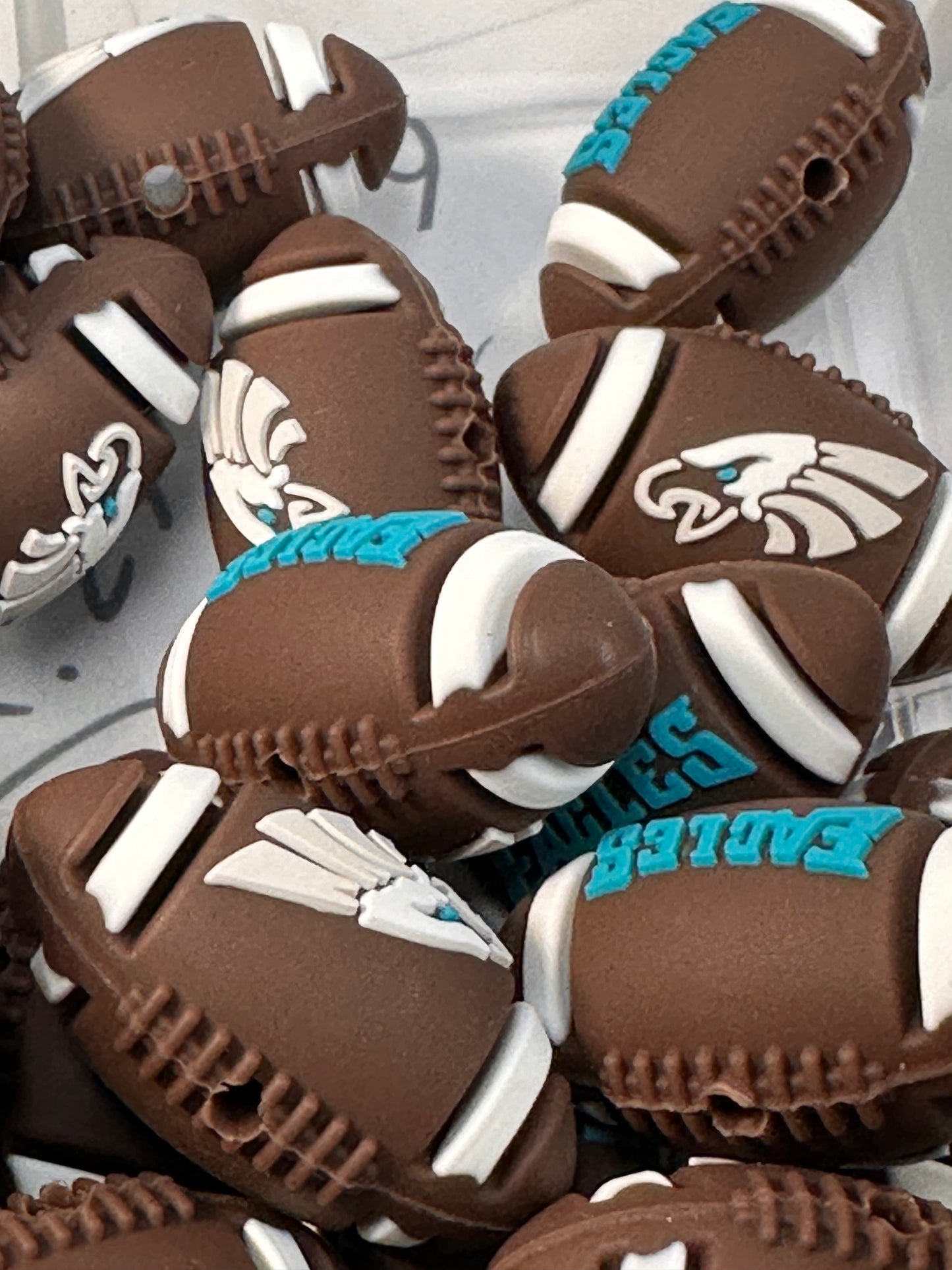 3D football shaped Philadelphia Eagles focal bead/ football