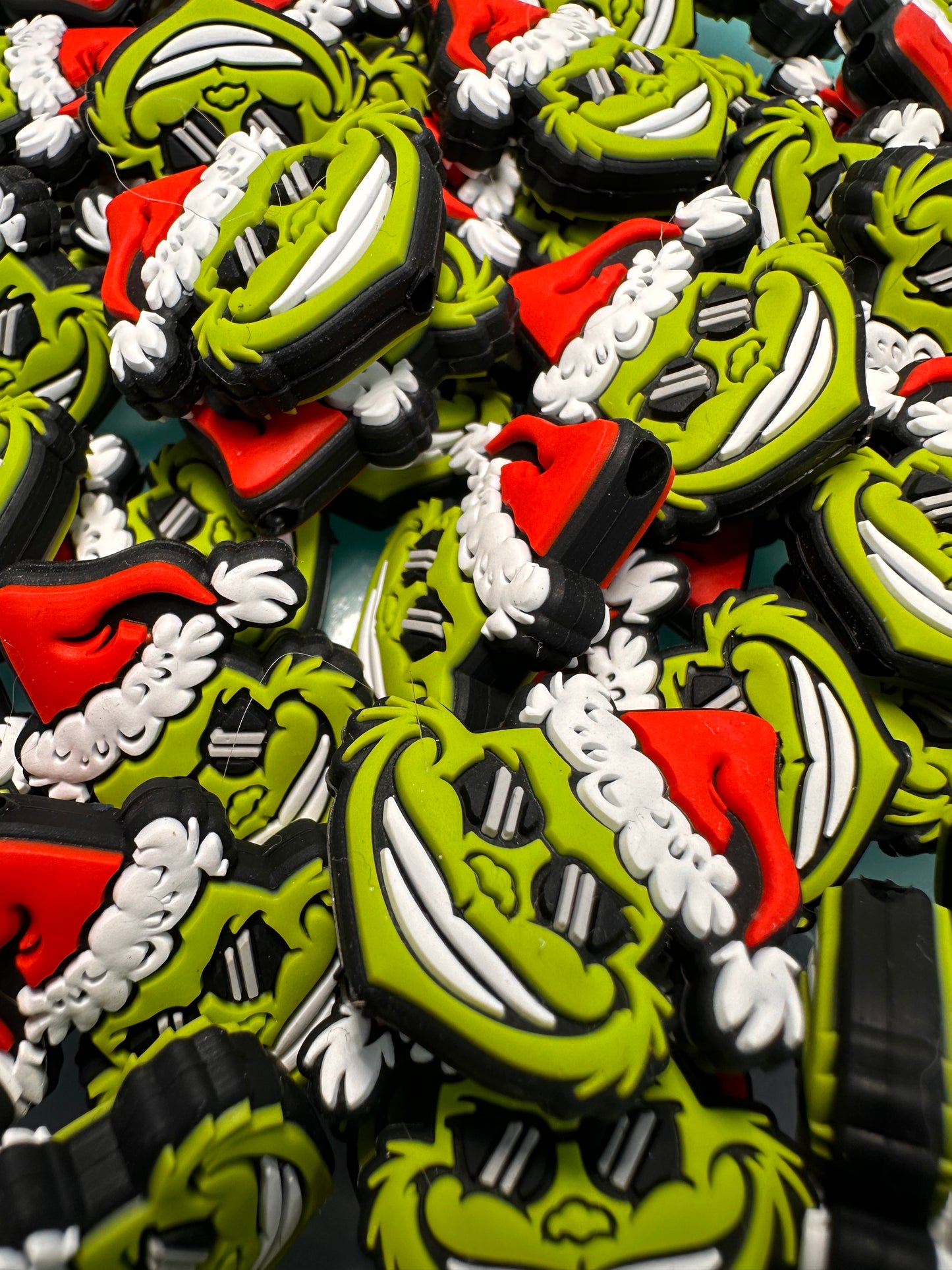 Christmas/ Focal Bead/ beadable pen/ Silicone bead/ keychain bead/green guy/santa hat/ sunglasses #2