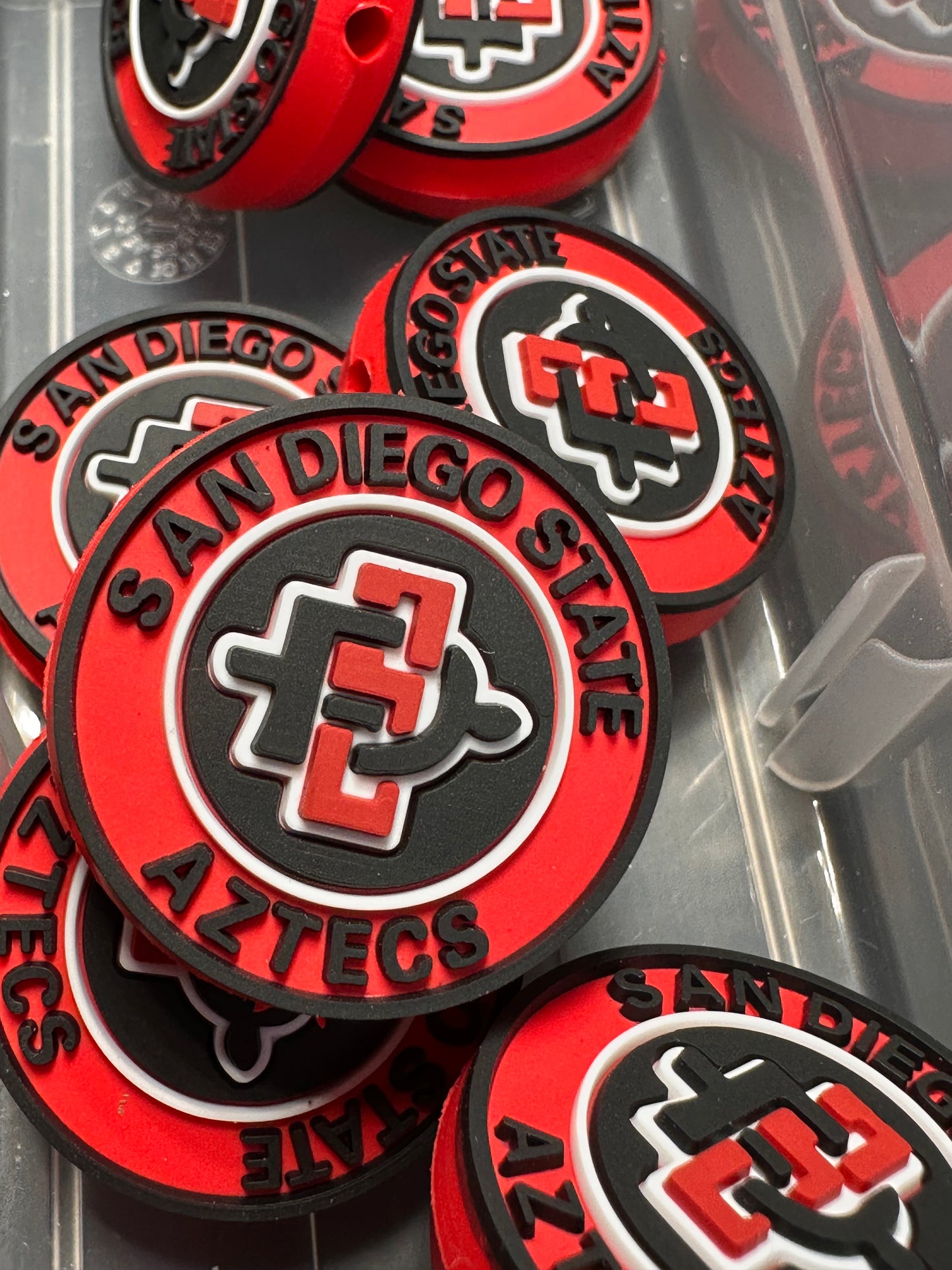 NEW San Diego State focal bead/ silicone bead