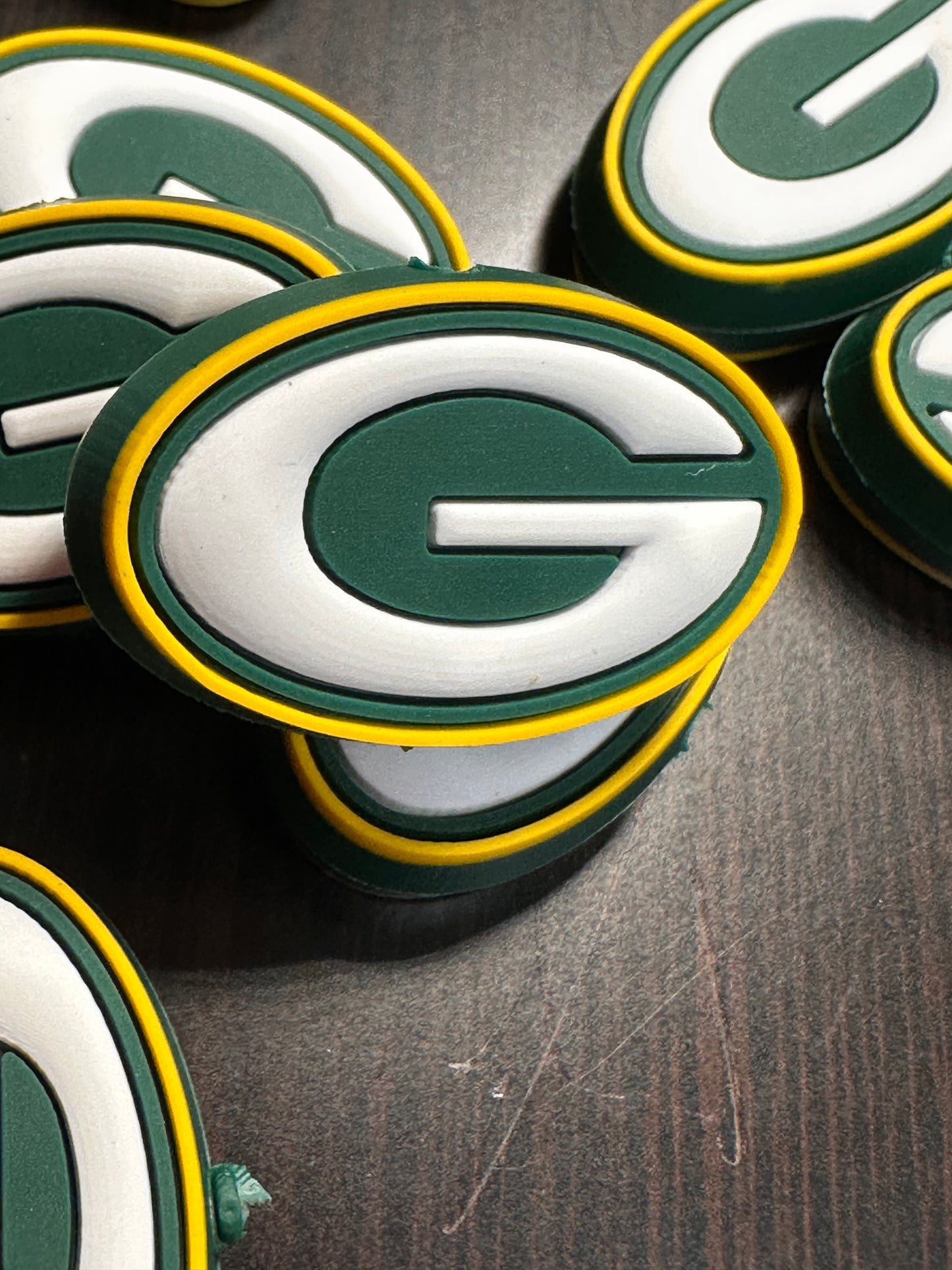 Green Bay Packers focal bead oval shaped / large G style #3