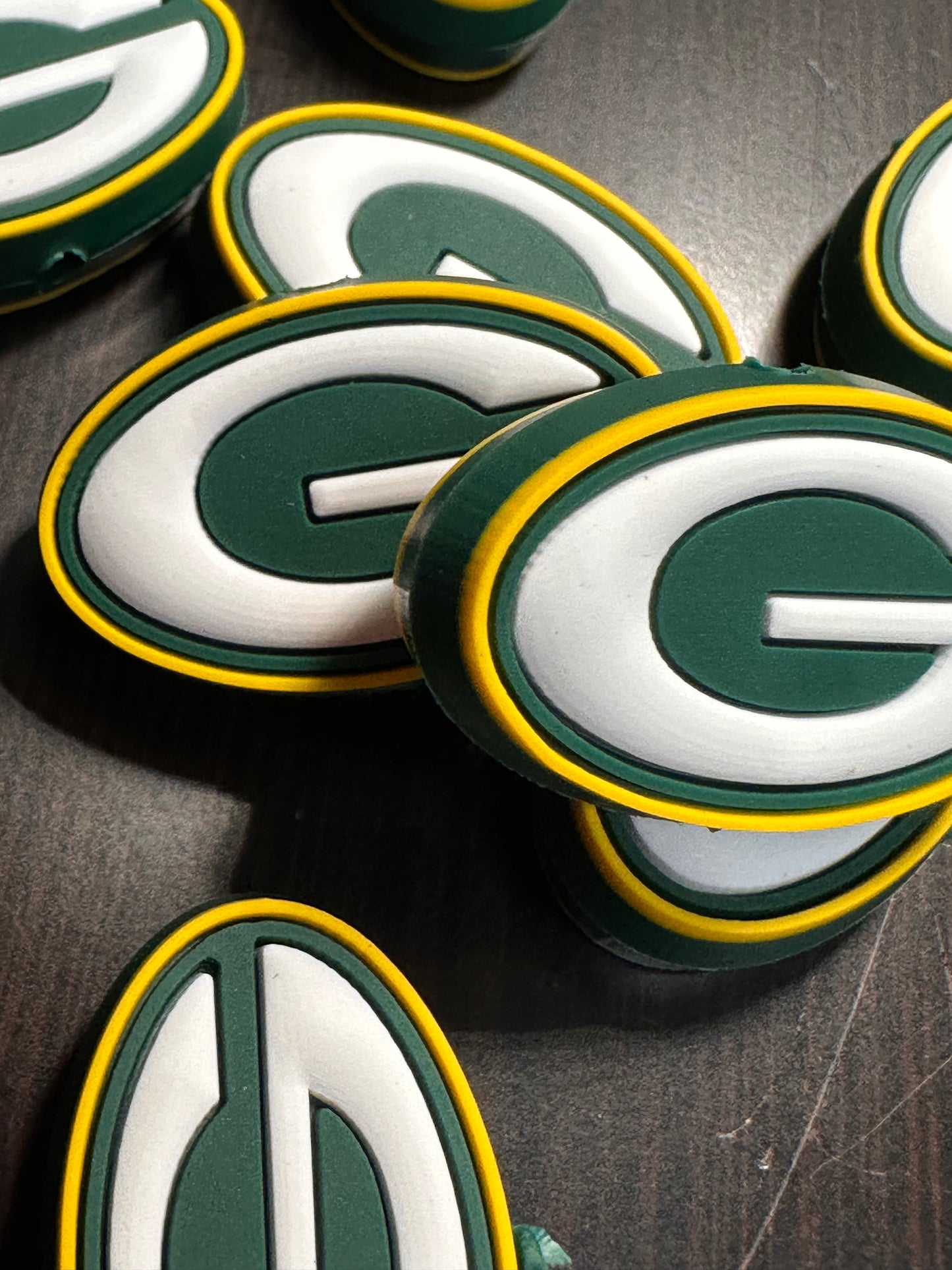 Green Bay Packers focal bead oval shaped / large G style #3
