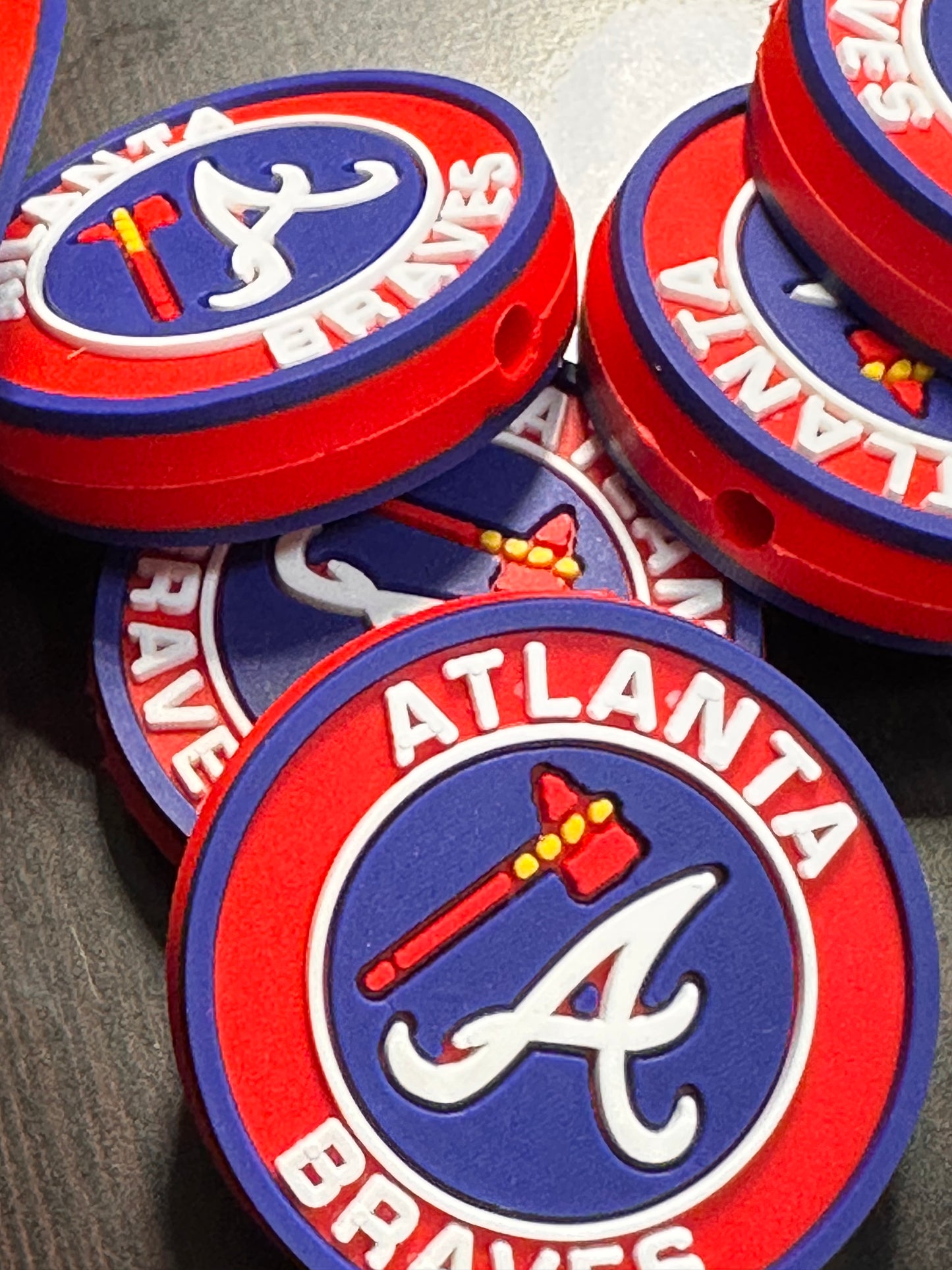 NEW! Atlanta Braves focal bead /Round silicone bead #2