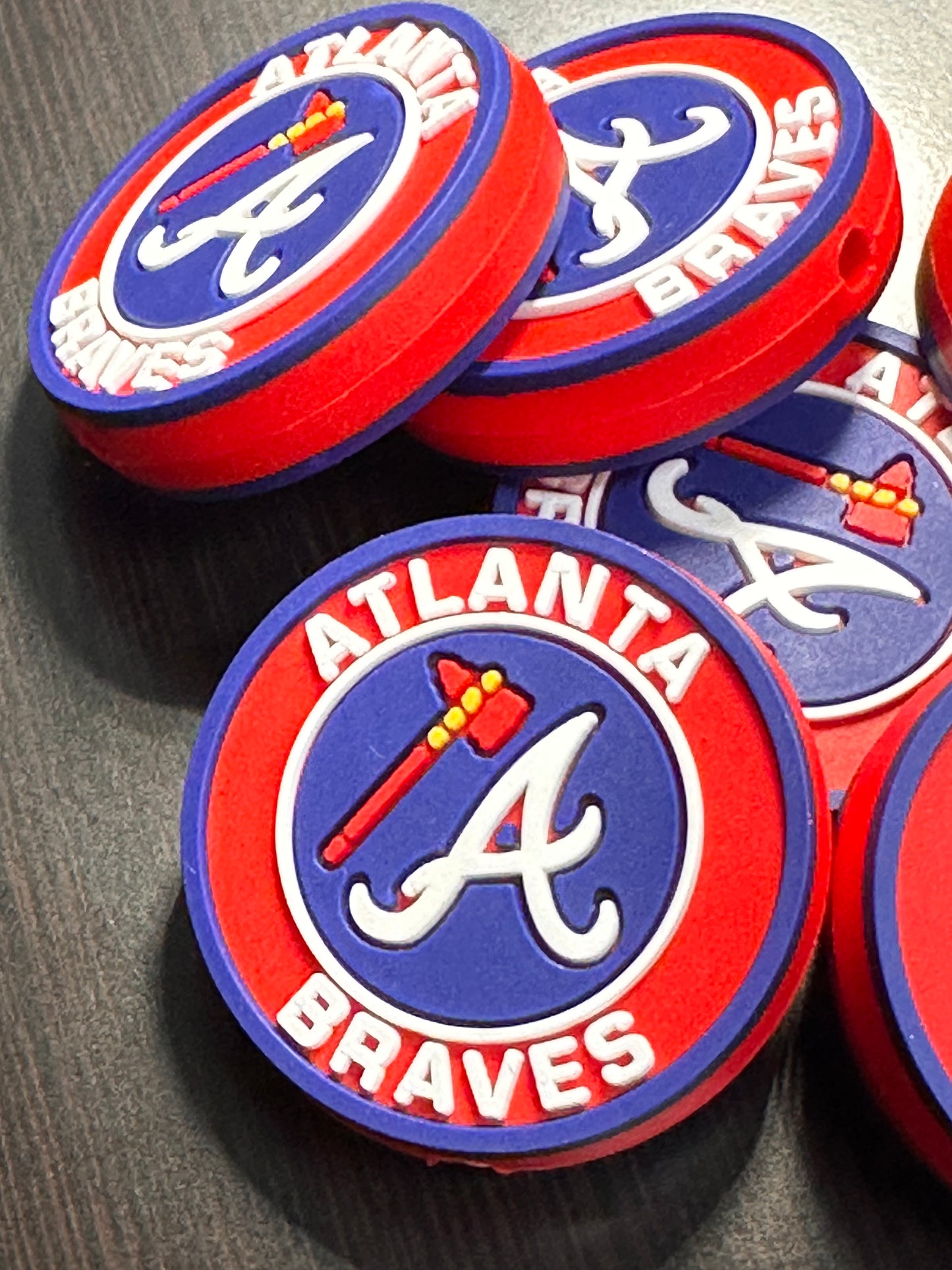 NEW! Atlanta Braves focal bead /Round silicone bead #2