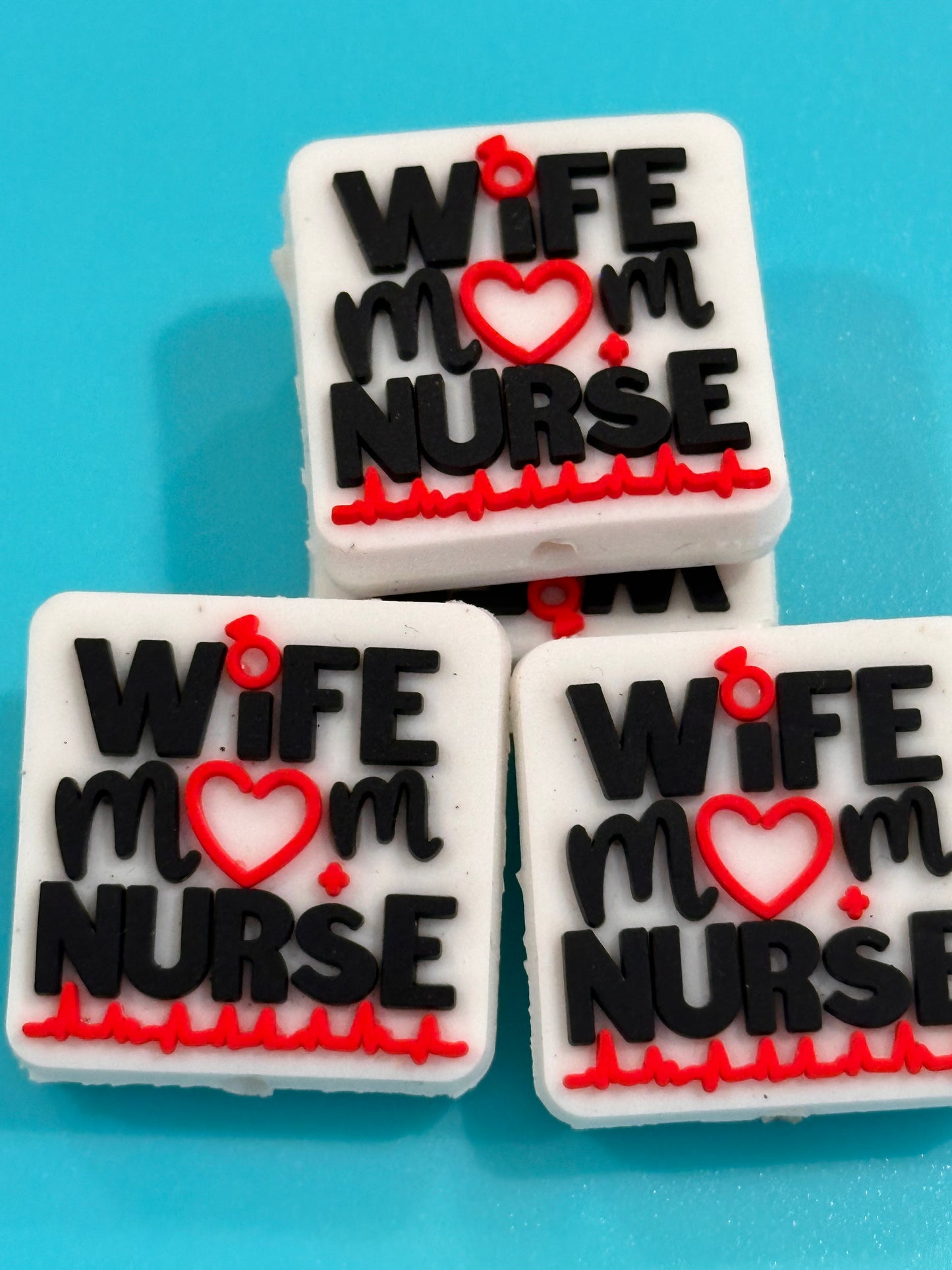 Wife Mom Nurse silicone focal bead