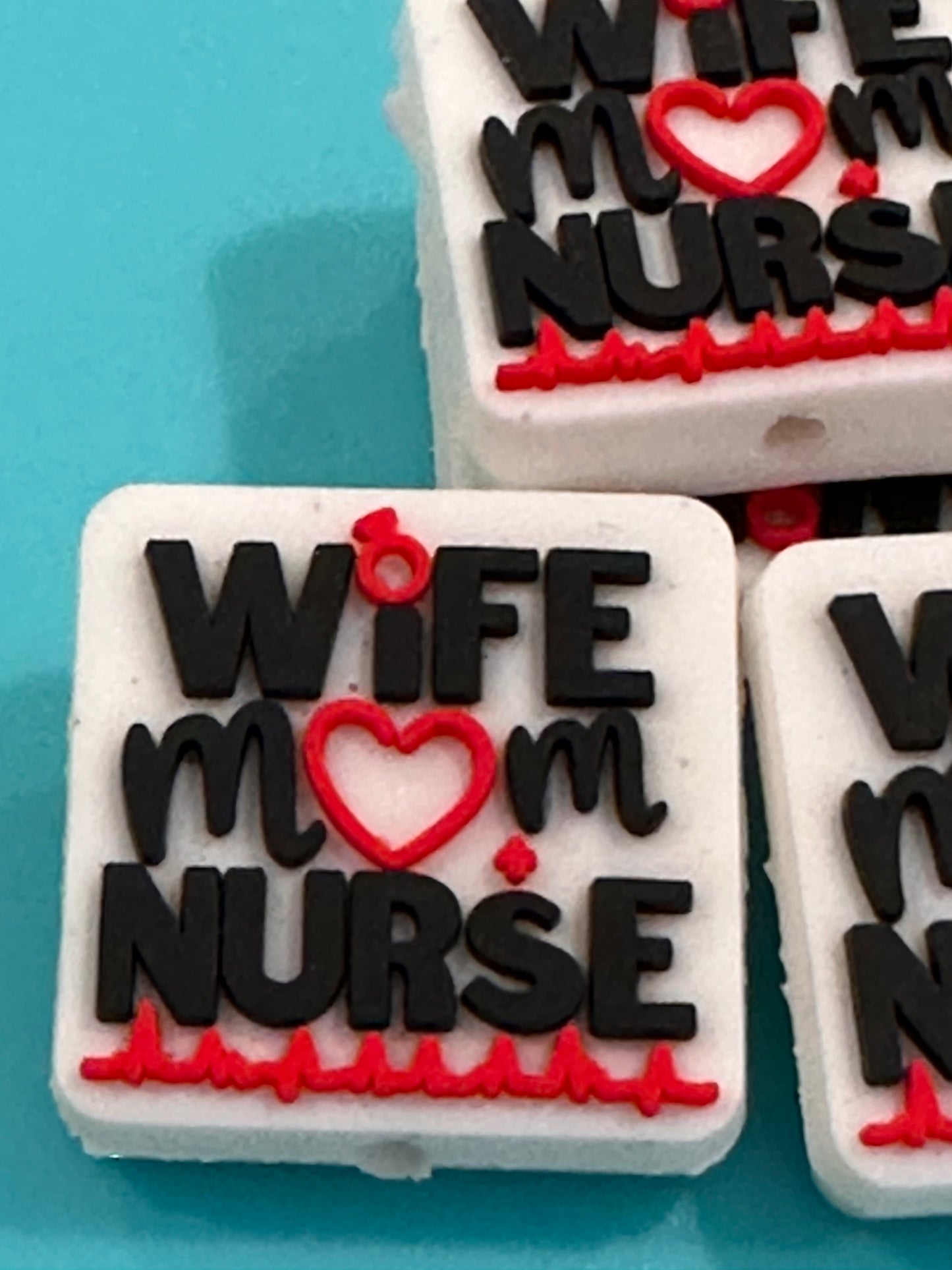 Wife Mom Nurse silicone focal bead