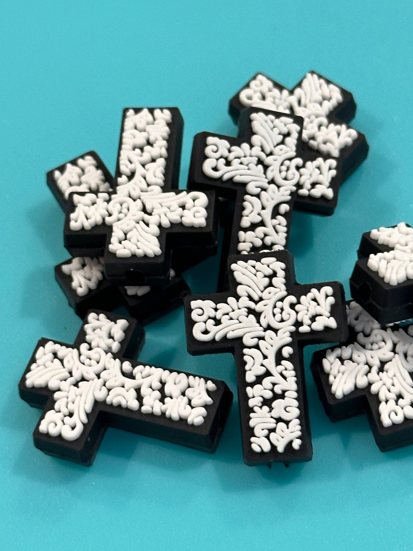 Cross silicone focal bead/ pen beading/ keychain bead/ western style cross/ religious