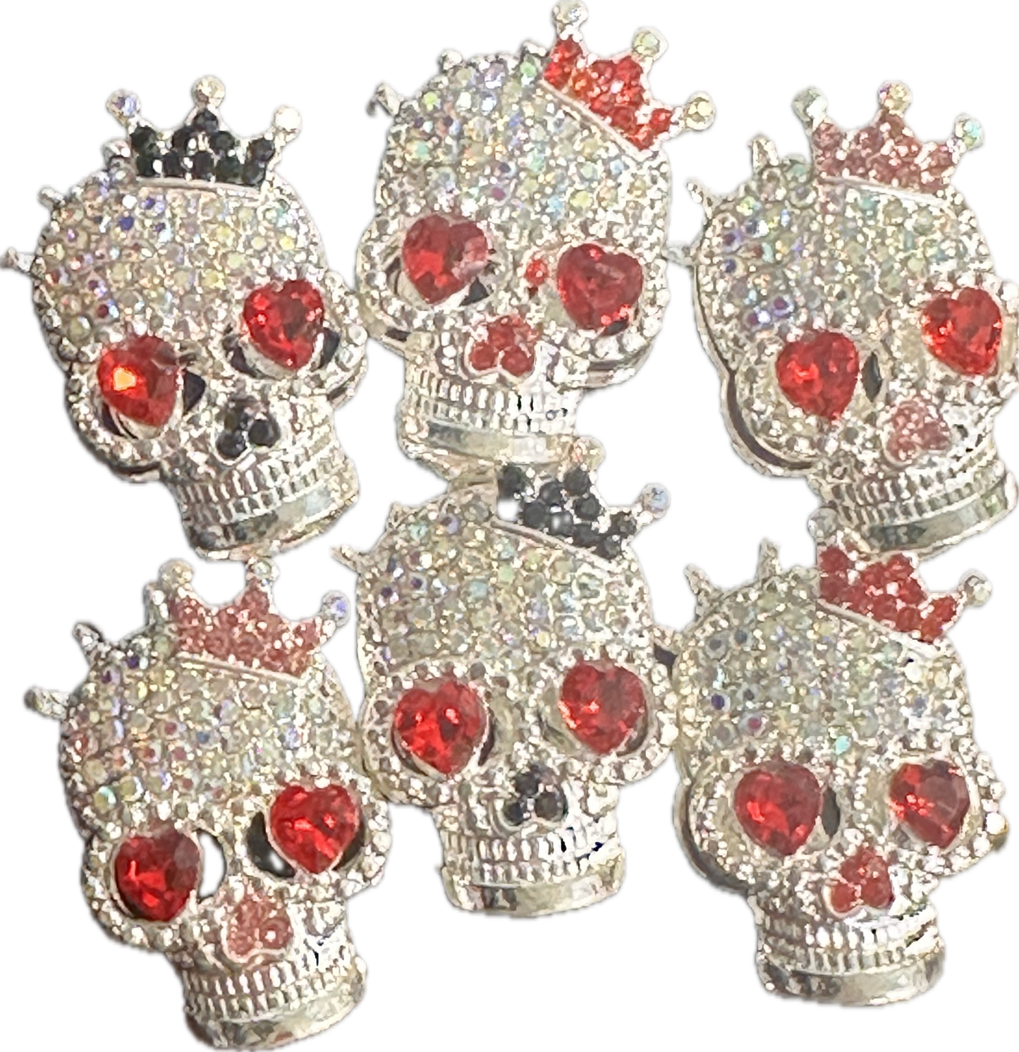 Fancy silver alloy handmade skull with crown rhinestone beads/fancy Beads/ beadable pen/ keychain bead/ /29mm x 19mm