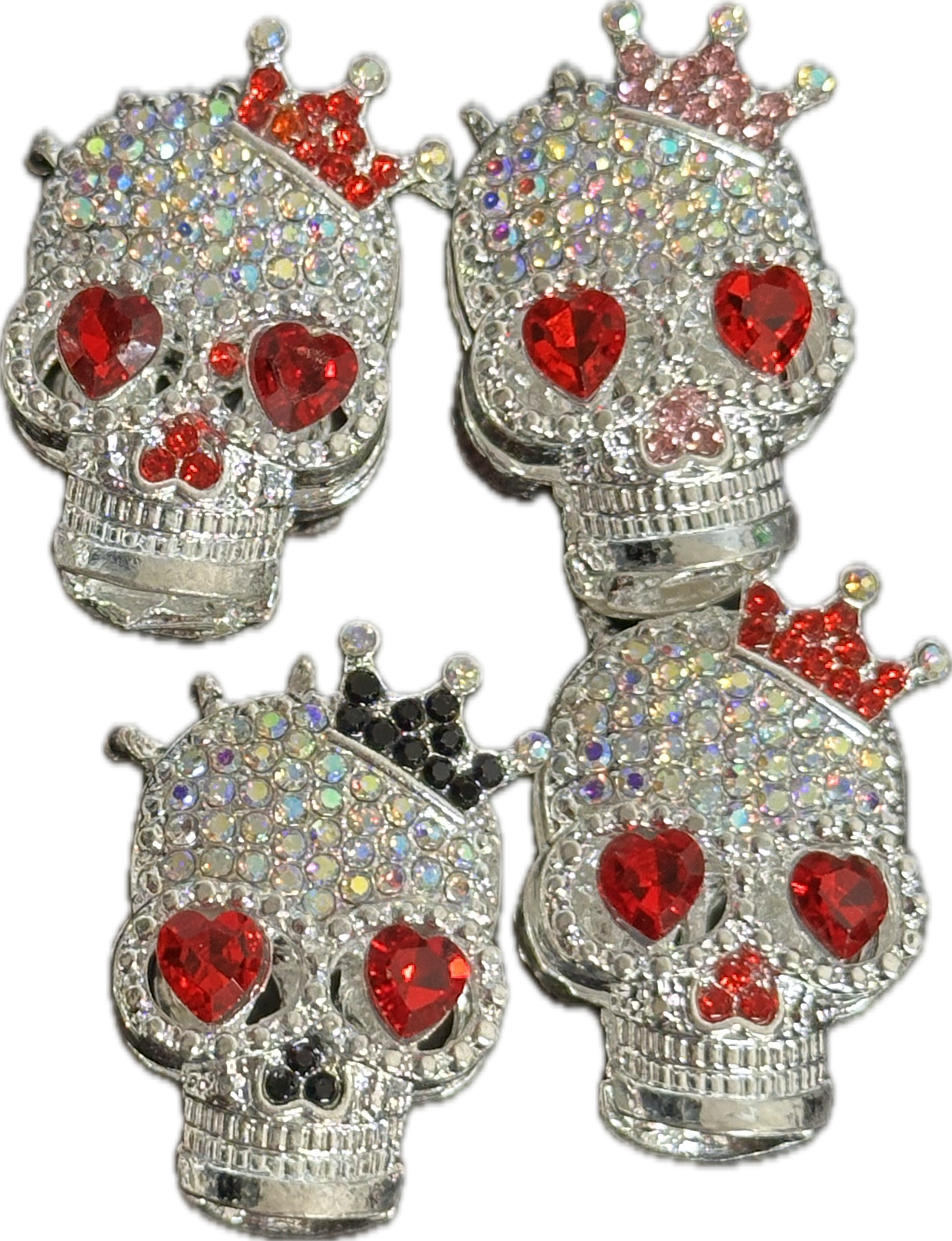 Fancy silver alloy handmade skull with crown rhinestone beads/fancy Beads/ beadable pen/ keychain bead/ /29mm x 19mm
