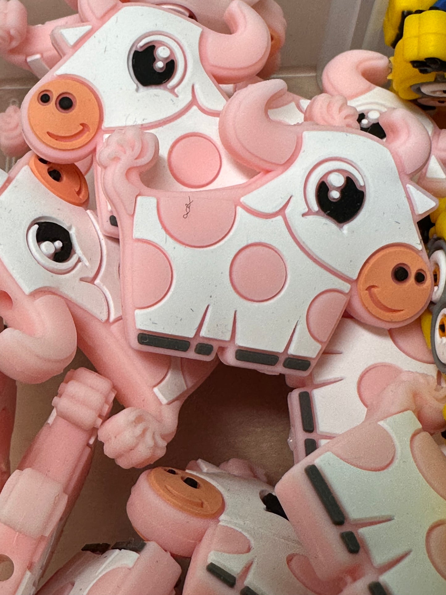 Pink Cow/New Focal! /Focal Bead/ beadable pen/ Silicone bead/ keychain bead/ farm/moo