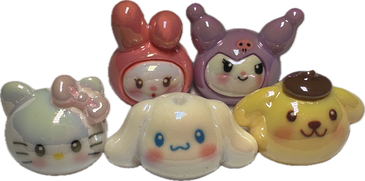Sanrio HK Cat KUKU acrylic beads/ Five (5) different beads included/pen beading beads / keychain beads/ DIY/ bag charm beads