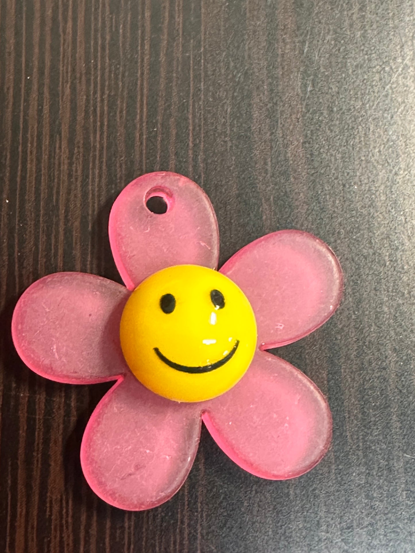 Matte Smiley face flower acrylic charms pendants/ perfect for earrings, charm bracelets, necklaces, bag charms, and so much more